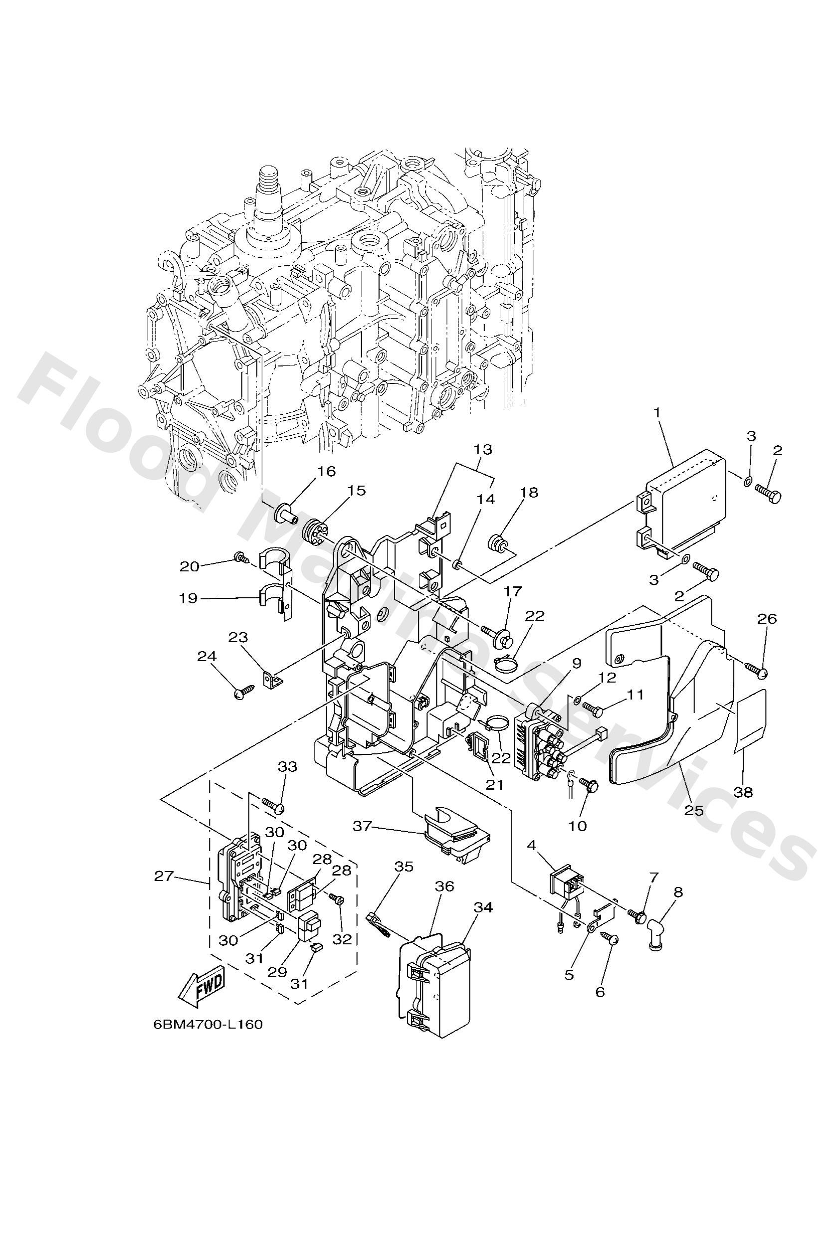 Yamaha 6BM8591A0200 Engine control unit assy