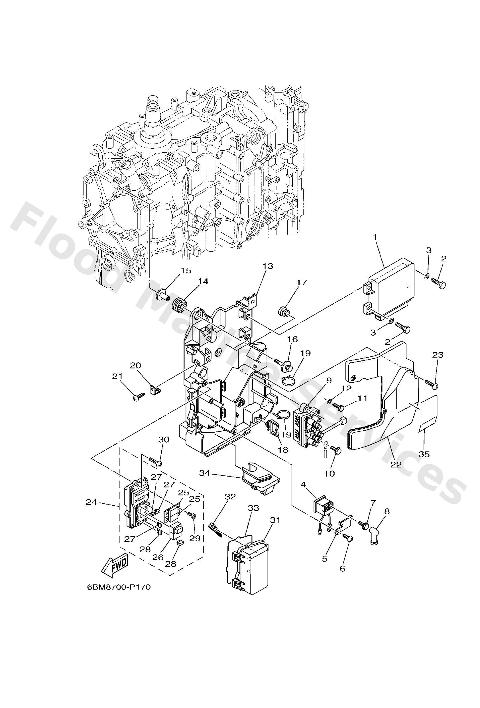 Yamaha 6BM8591A0400 Engine control unit assy