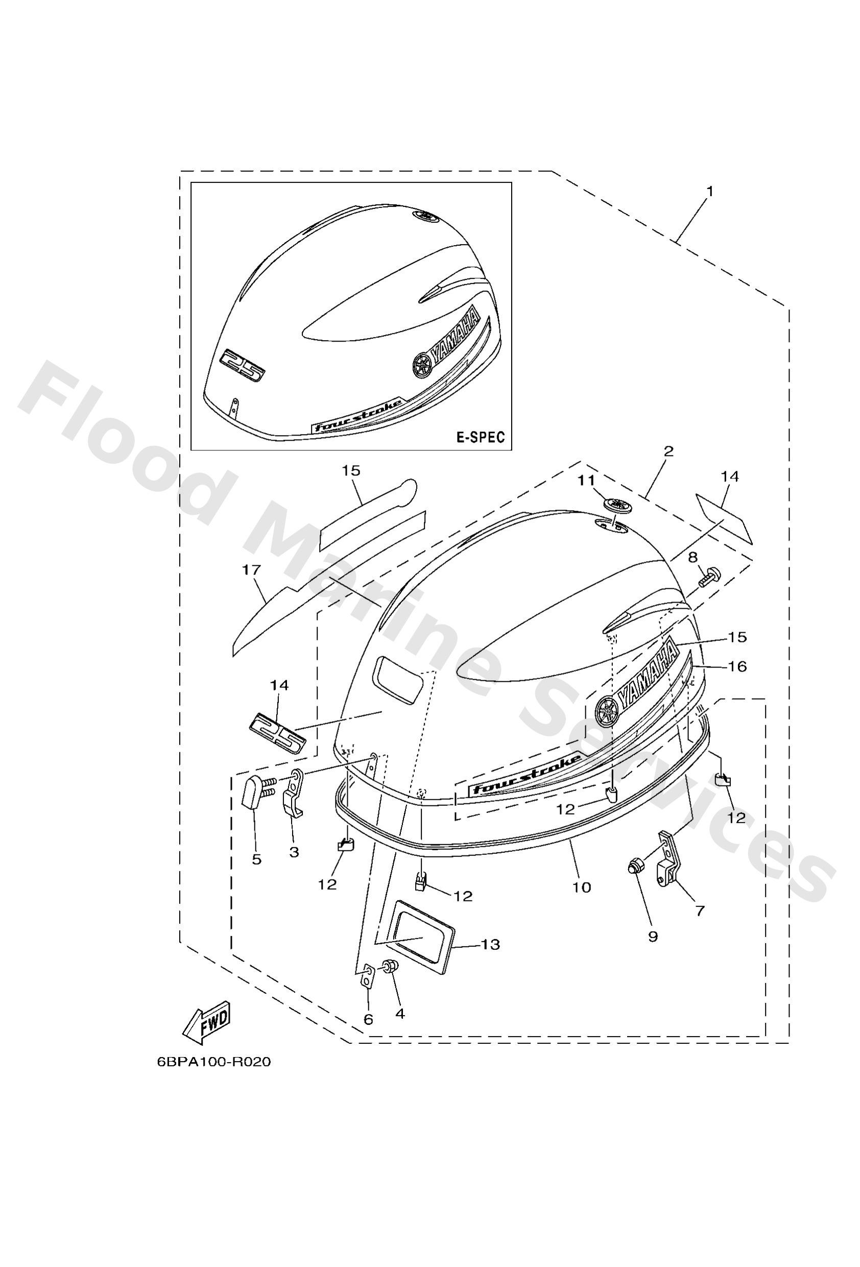 Yamaha 6BP426104200 Top cowling assy