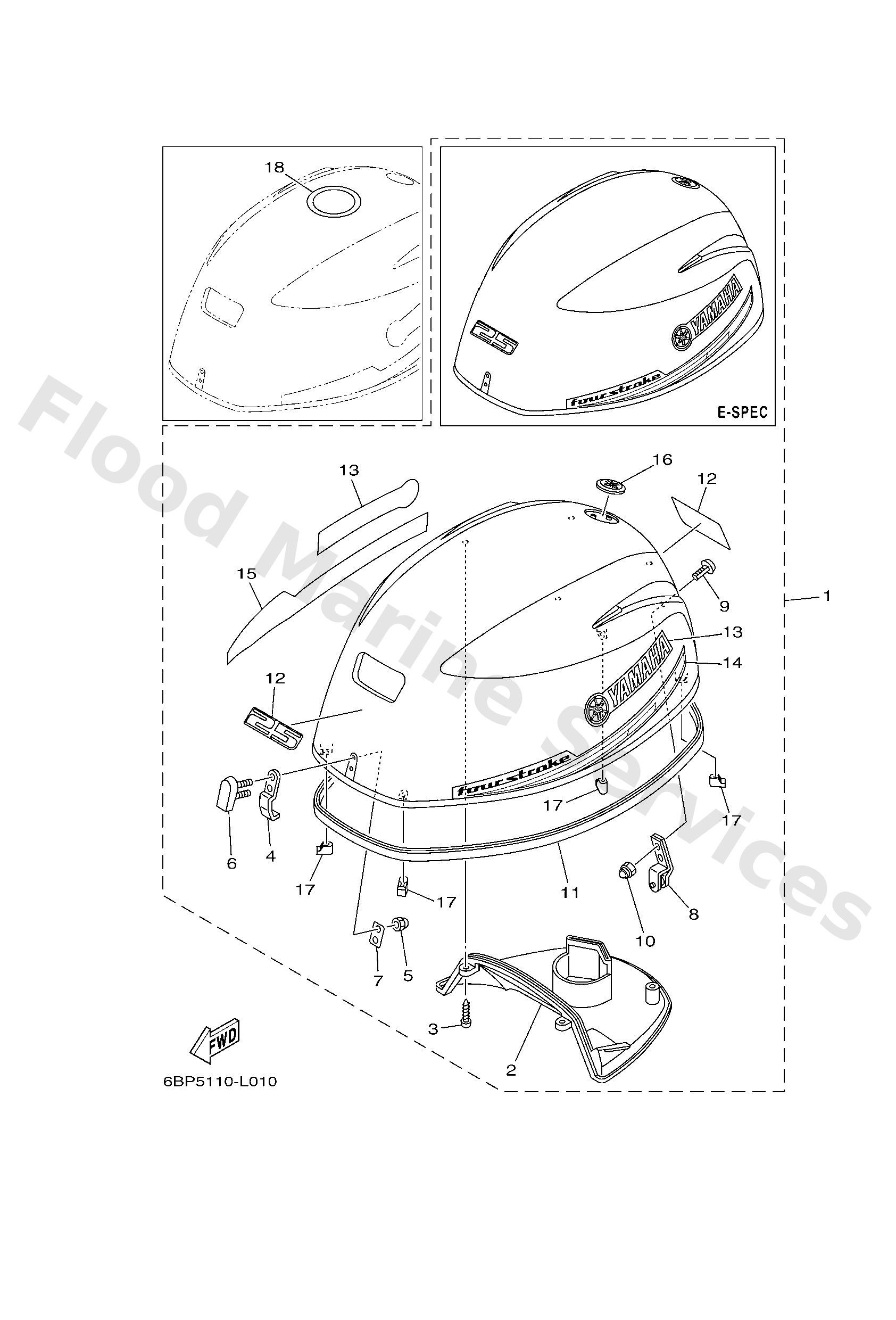 Yamaha 6BP426105100 Top cowling assy