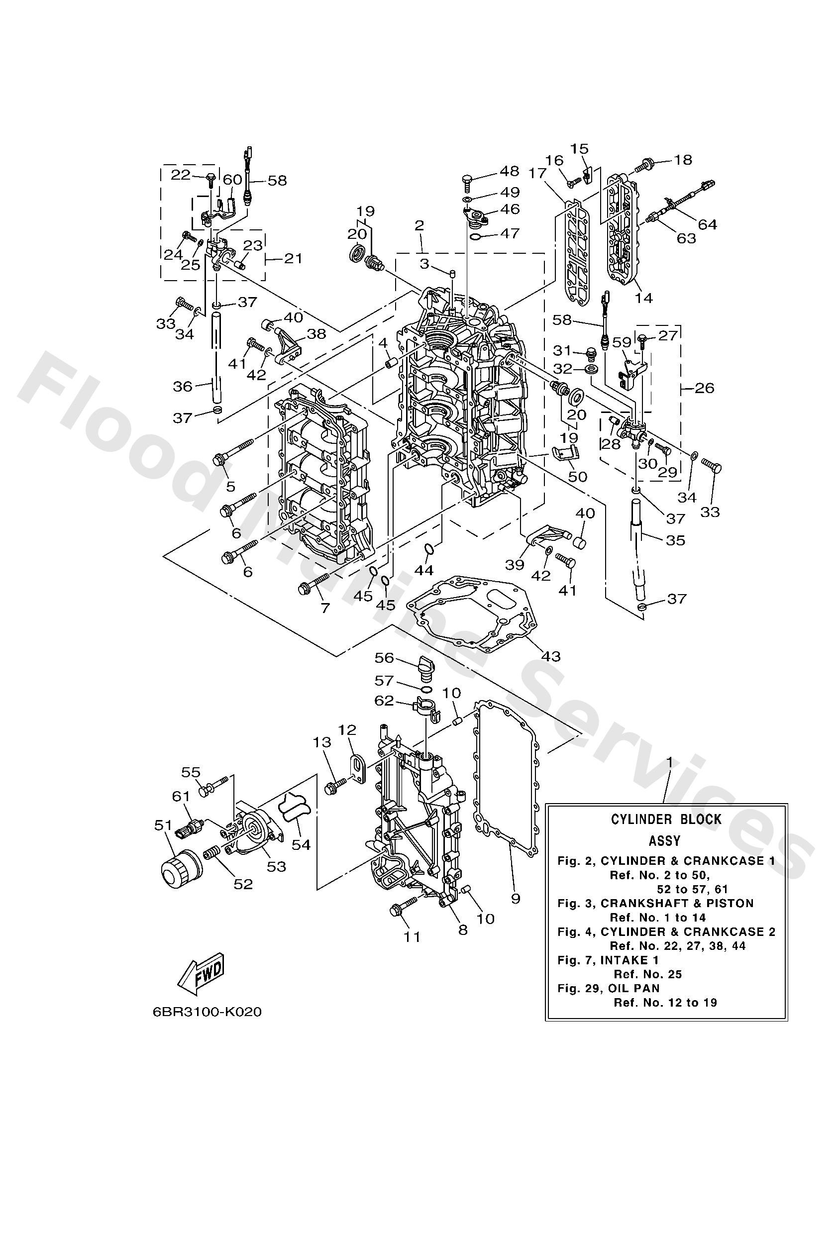 Yamaha 6BR15100019S Crankcase assy