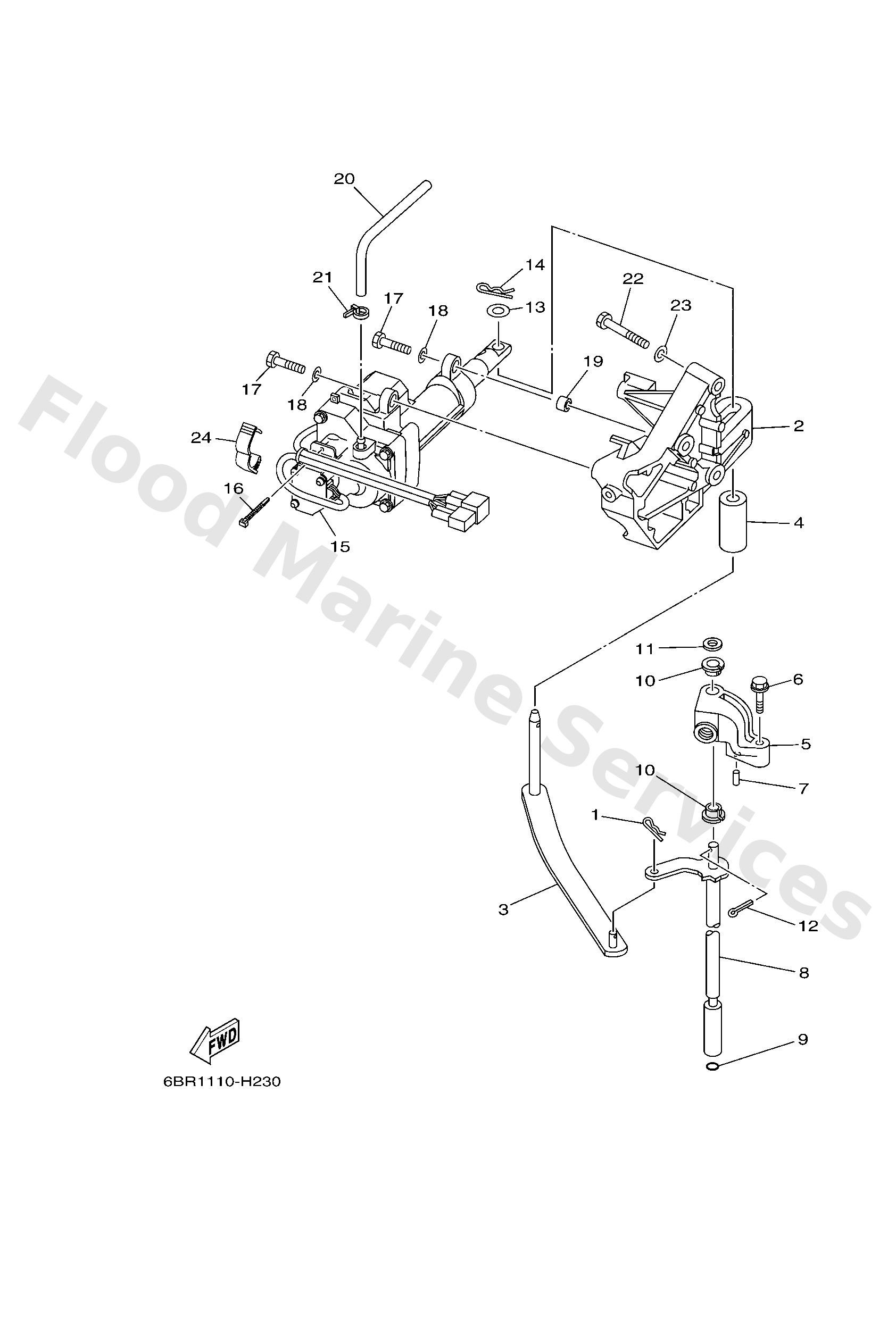 Yamaha 6BR441201000 Handle gear shift assy
