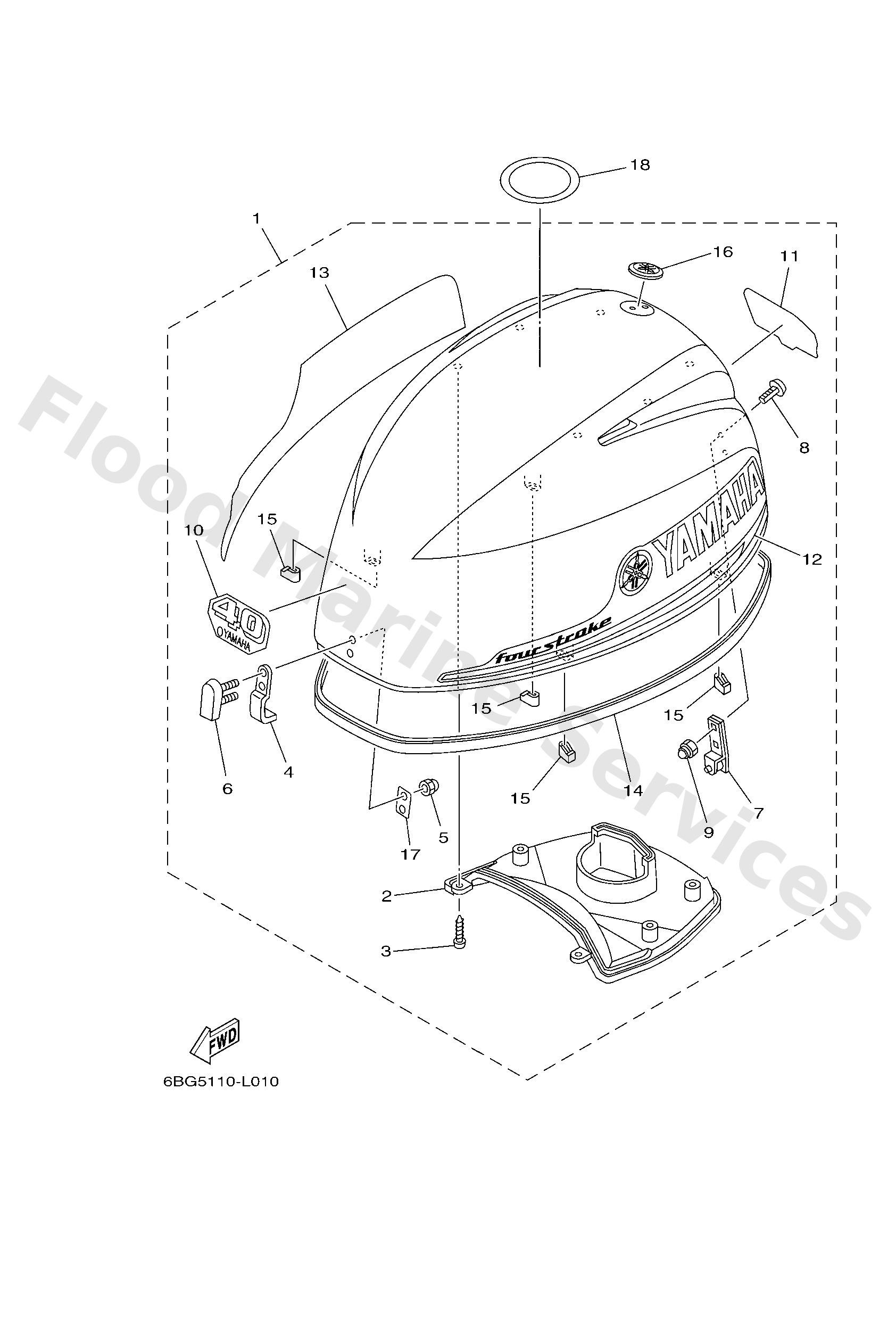 Yamaha 6BT426100100 Top cowling assy