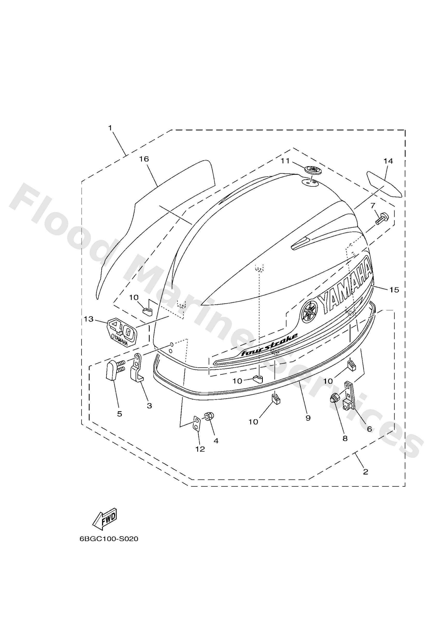 Yamaha 6BT426100400 Top cowling assy