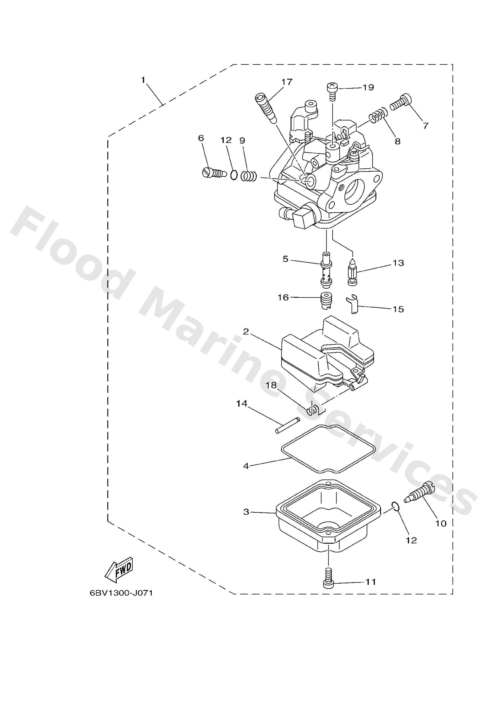 Yamaha 6BW143010100 Carburetor assy 1