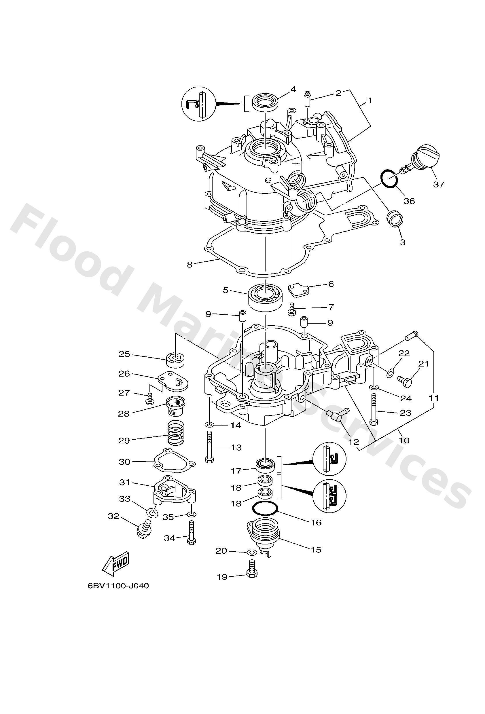 Yamaha 6BXE5111001S Crankcase 1