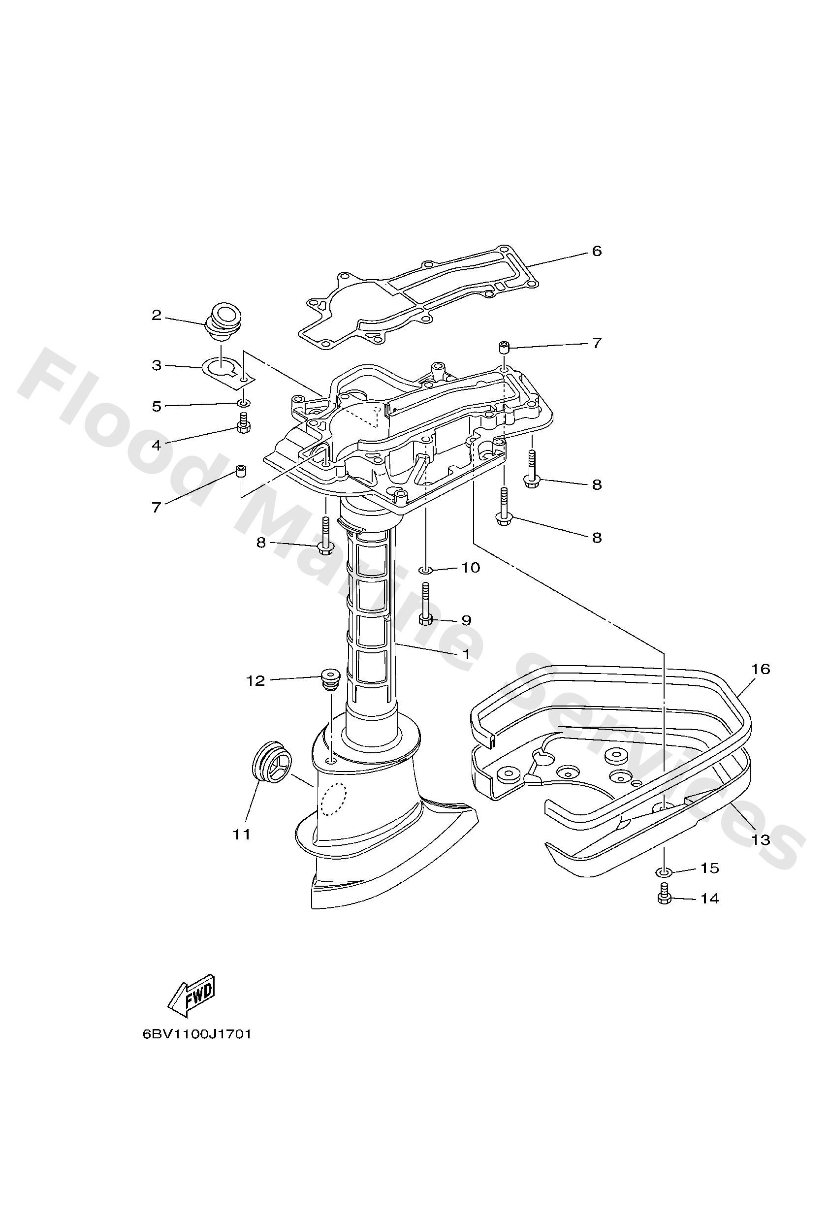 Yamaha 6BXG5111004D Upper casing & grease nipple