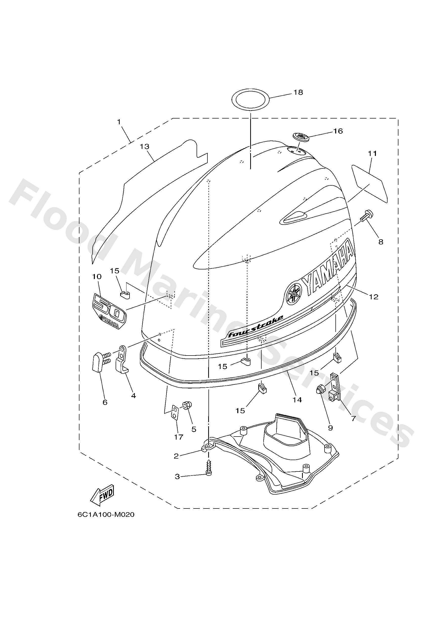 Yamaha 6C1426103000 Top cowling assy