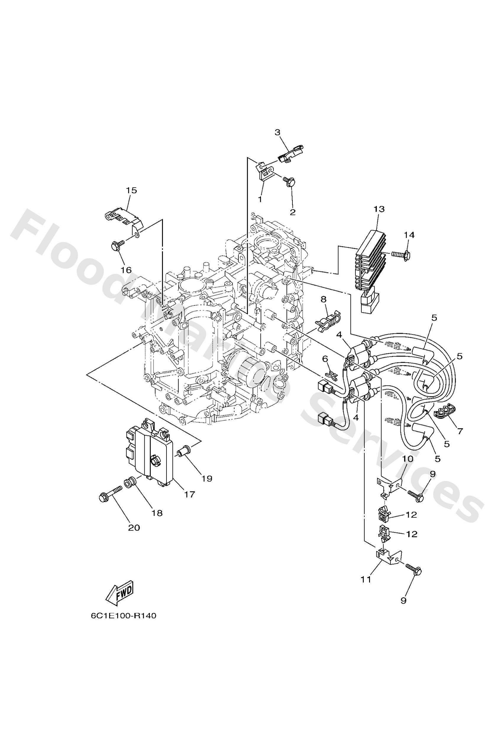 Yamaha 6C18591A2500 Engine control unit assy