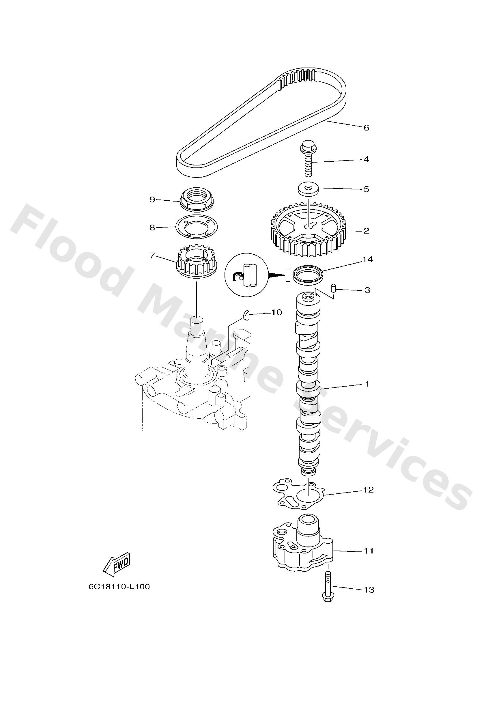 Yamaha 6C5133000100 Oil pump assy