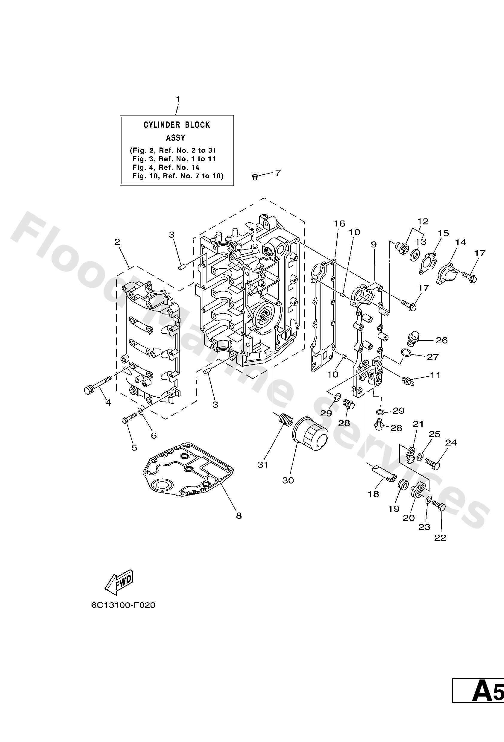 Yamaha 6C515100101S Crankcase assy