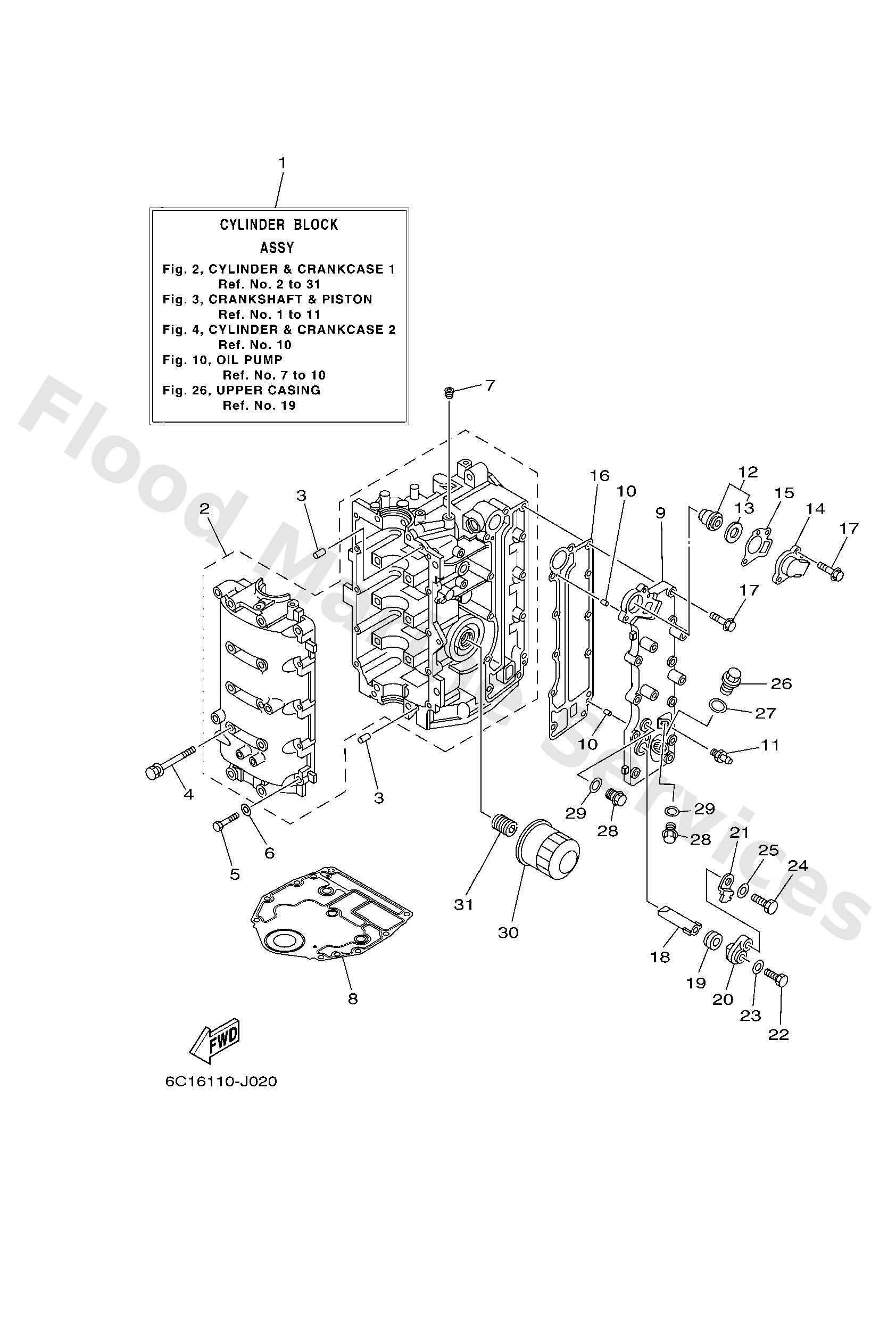 Yamaha 6C515100109S Crankcase assy