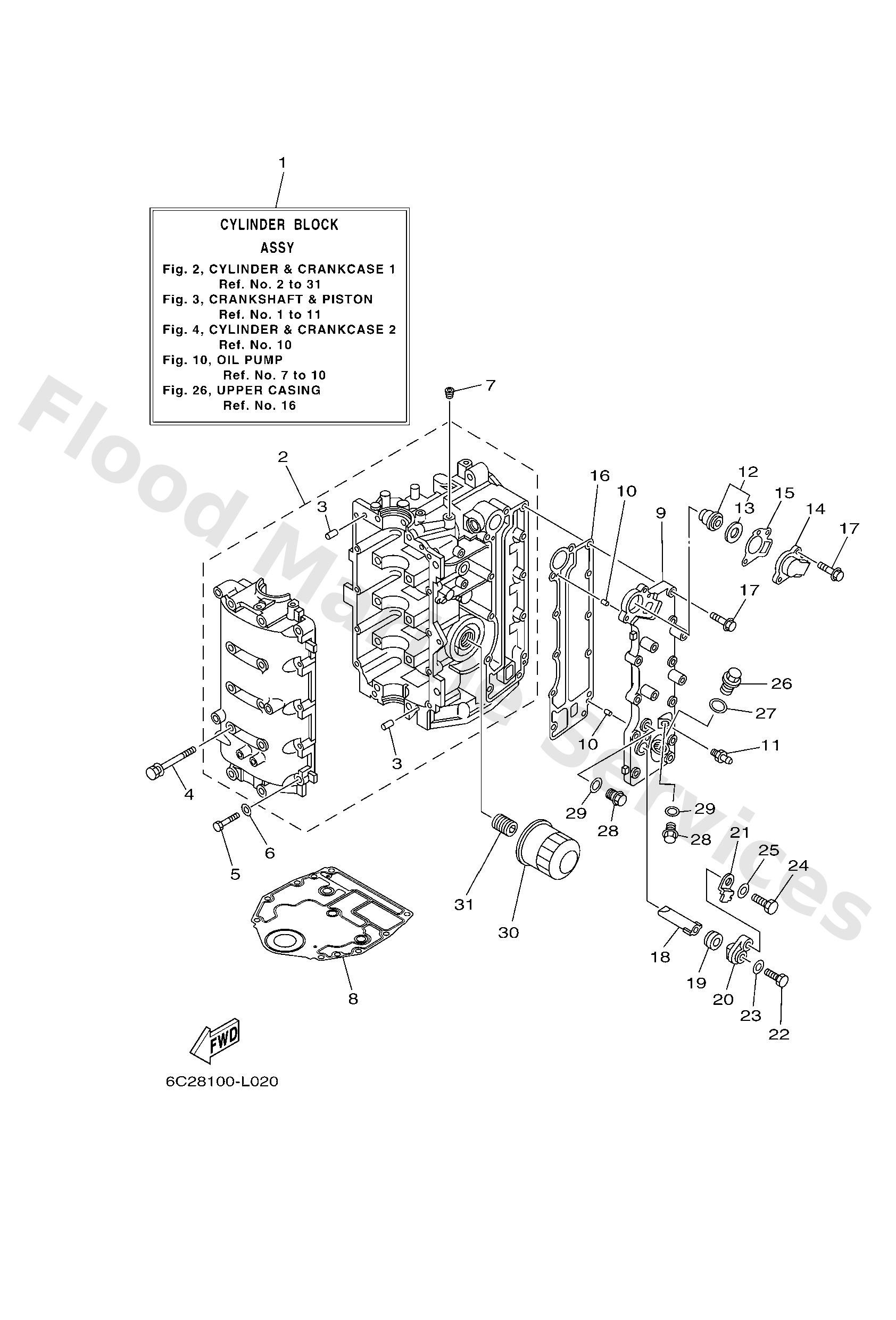 Yamaha 6C5151001100 Crankcase assy