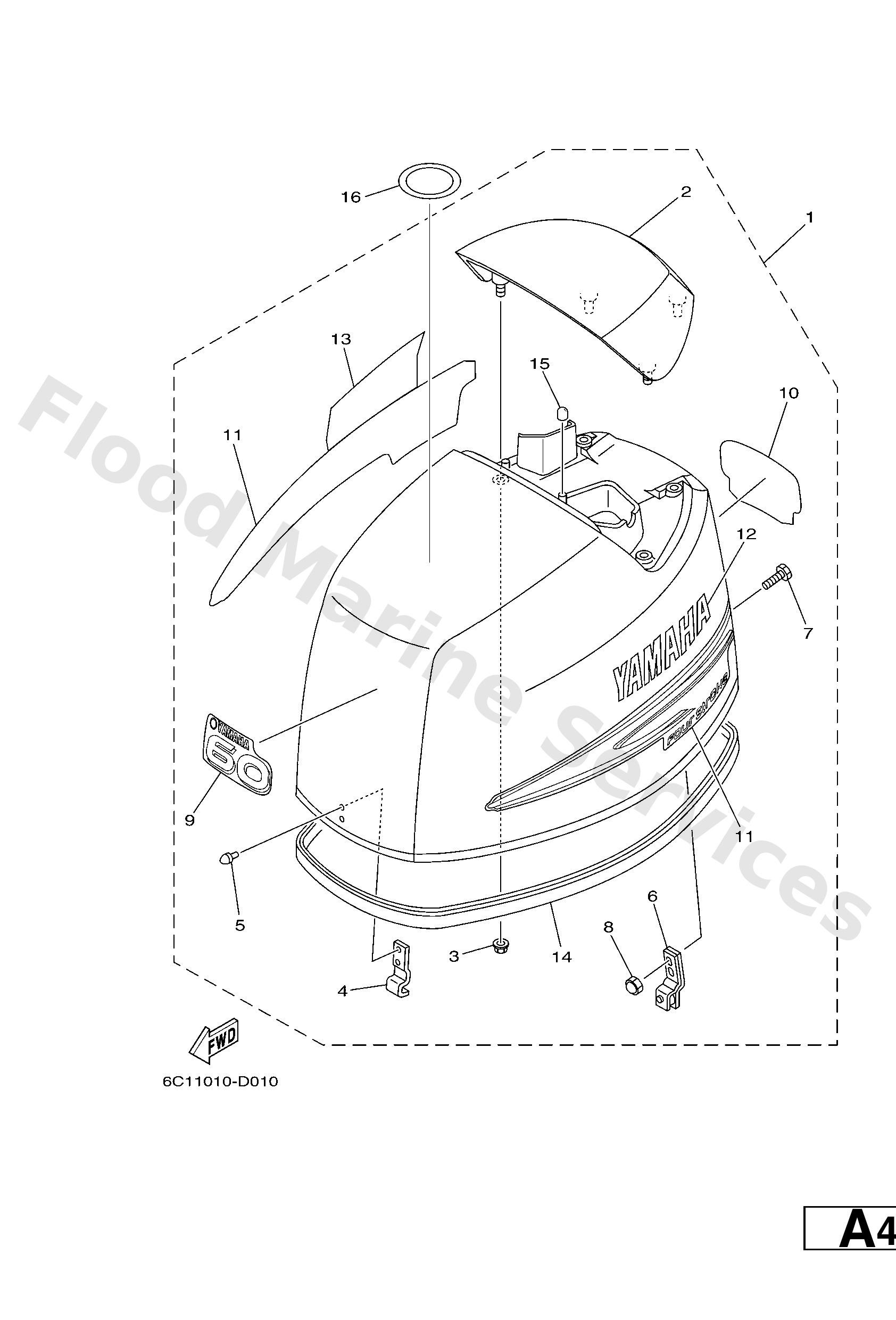 Yamaha 6C542610004D Top cowling assy