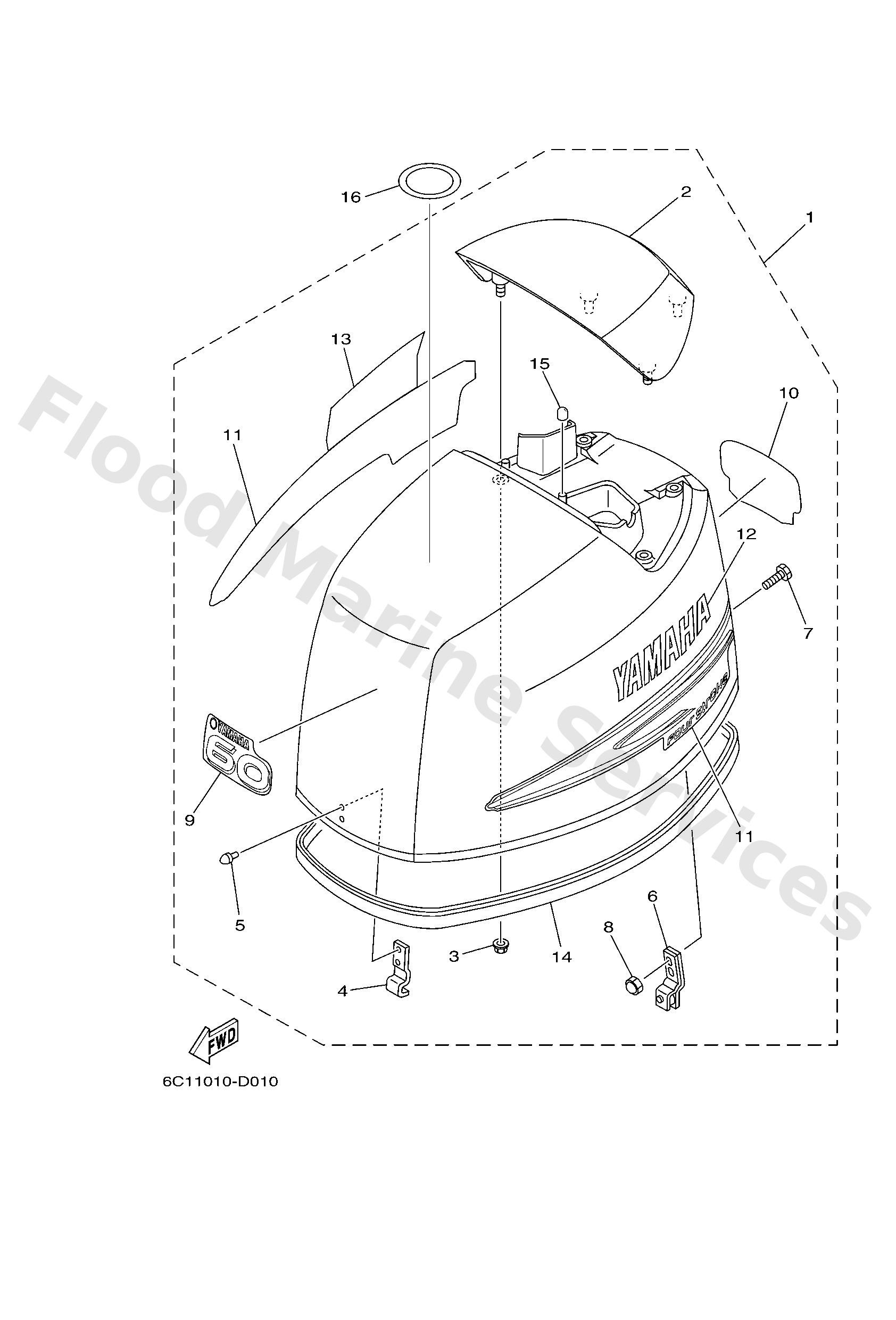 Yamaha 6C542610008D Top cowling assy