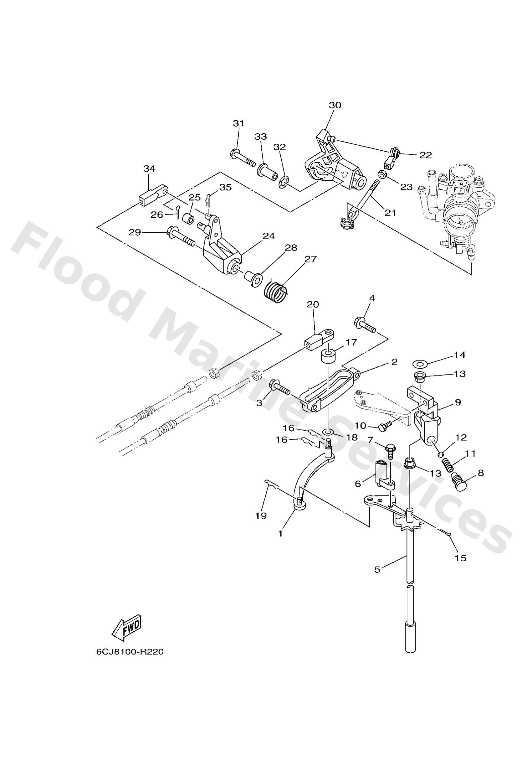 Yamaha 6C5441201300 Handle gear shift assy