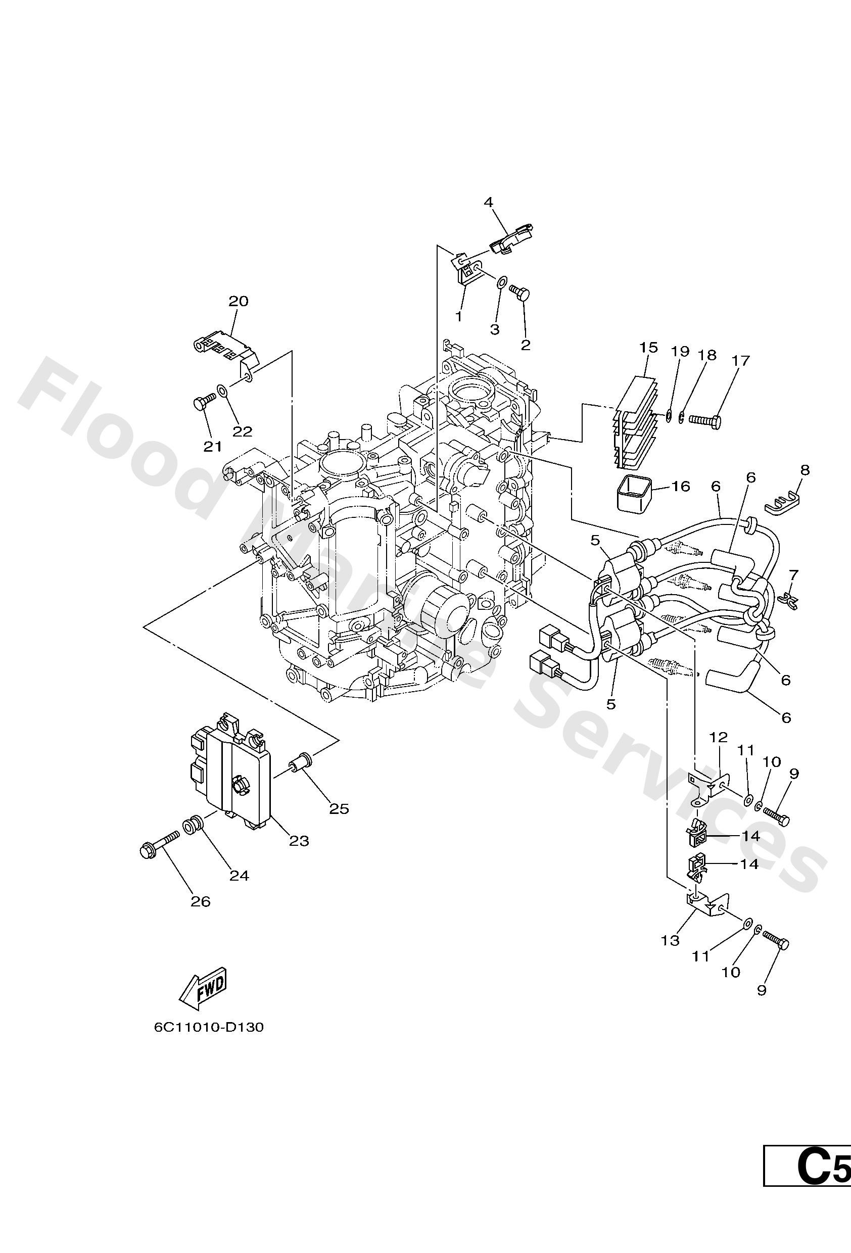 Yamaha 6C58591A0000 Engine control unit assy