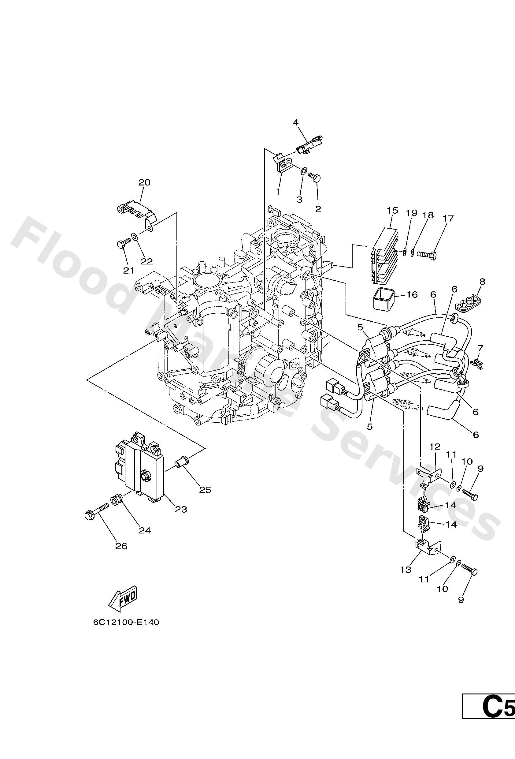 Yamaha 6C58591A2100 Engine control unit assy