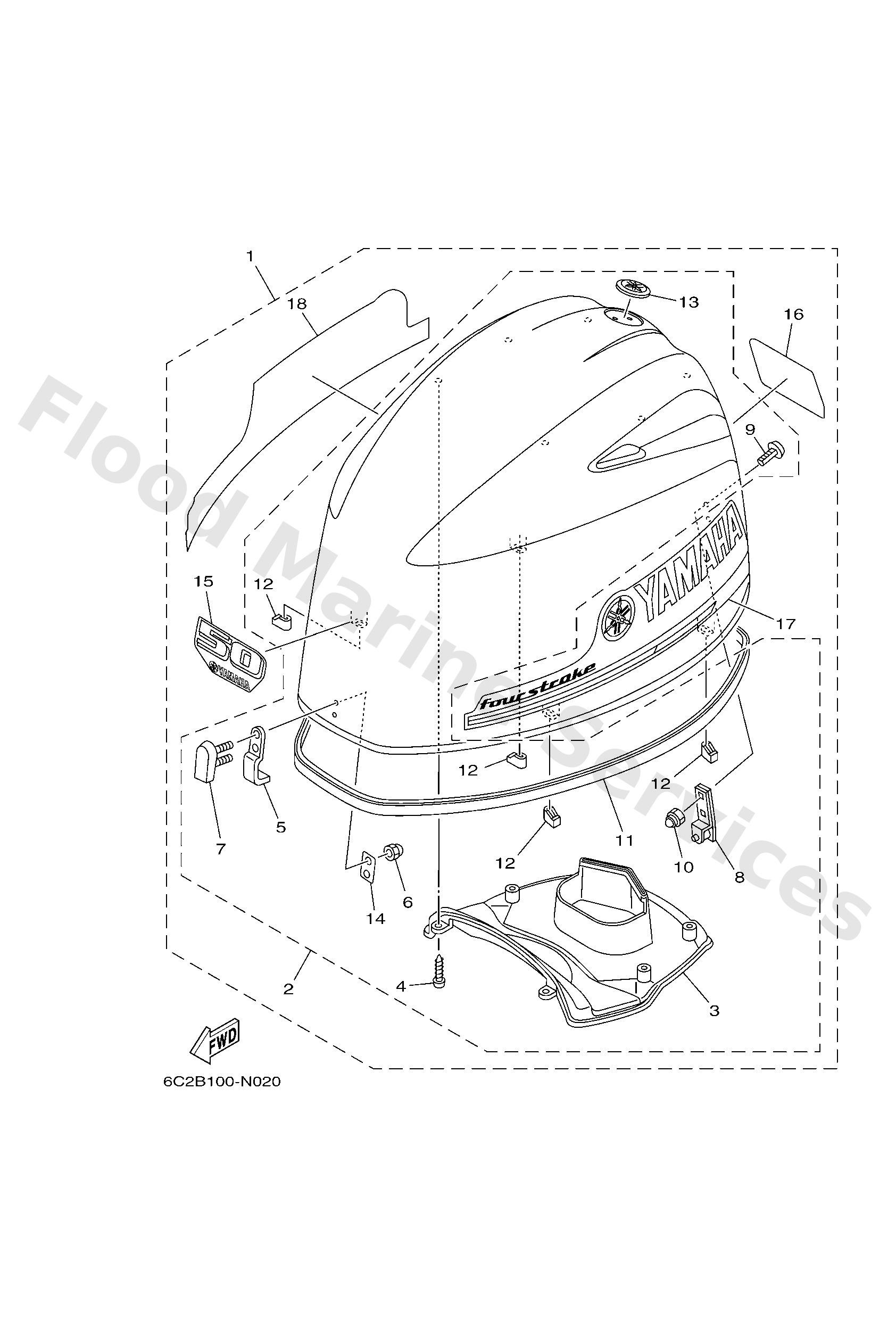 Yamaha 6C6426103000 Top cowling assy