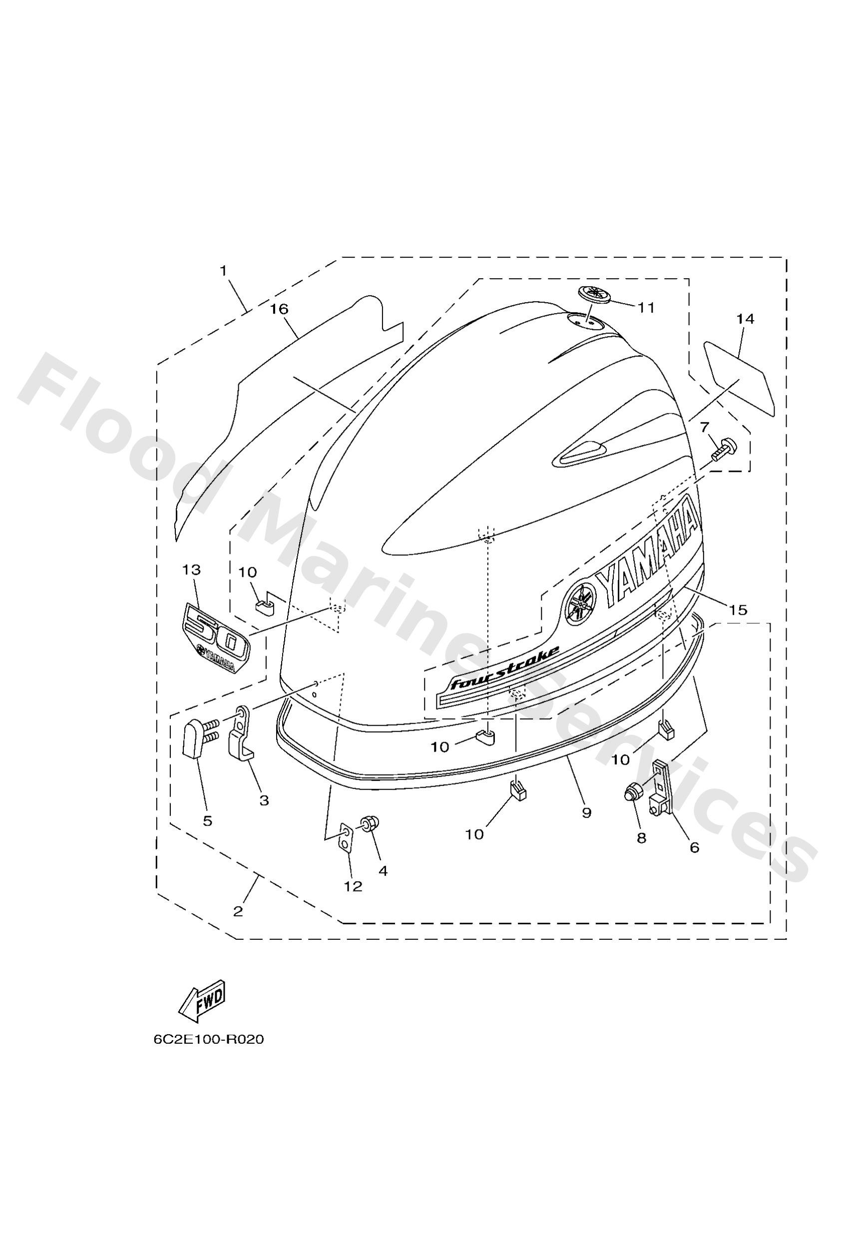 Yamaha 6C6426103100 Top cowling assy