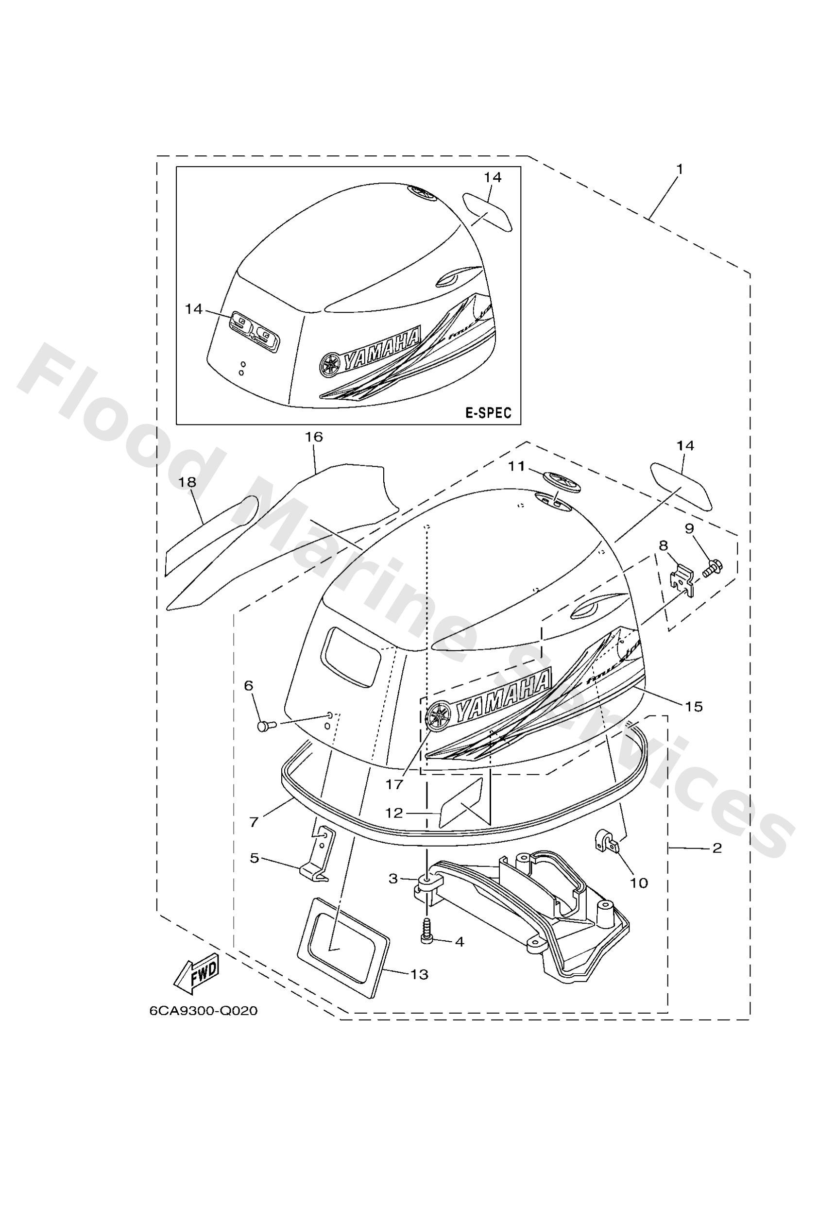 Yamaha 6CA426100300 Top cowling assy
