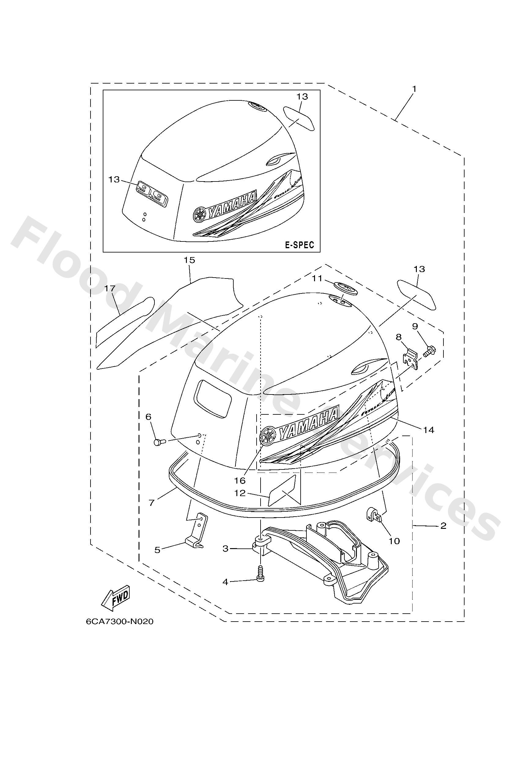 Yamaha 6CA426101000 Top cowling assy