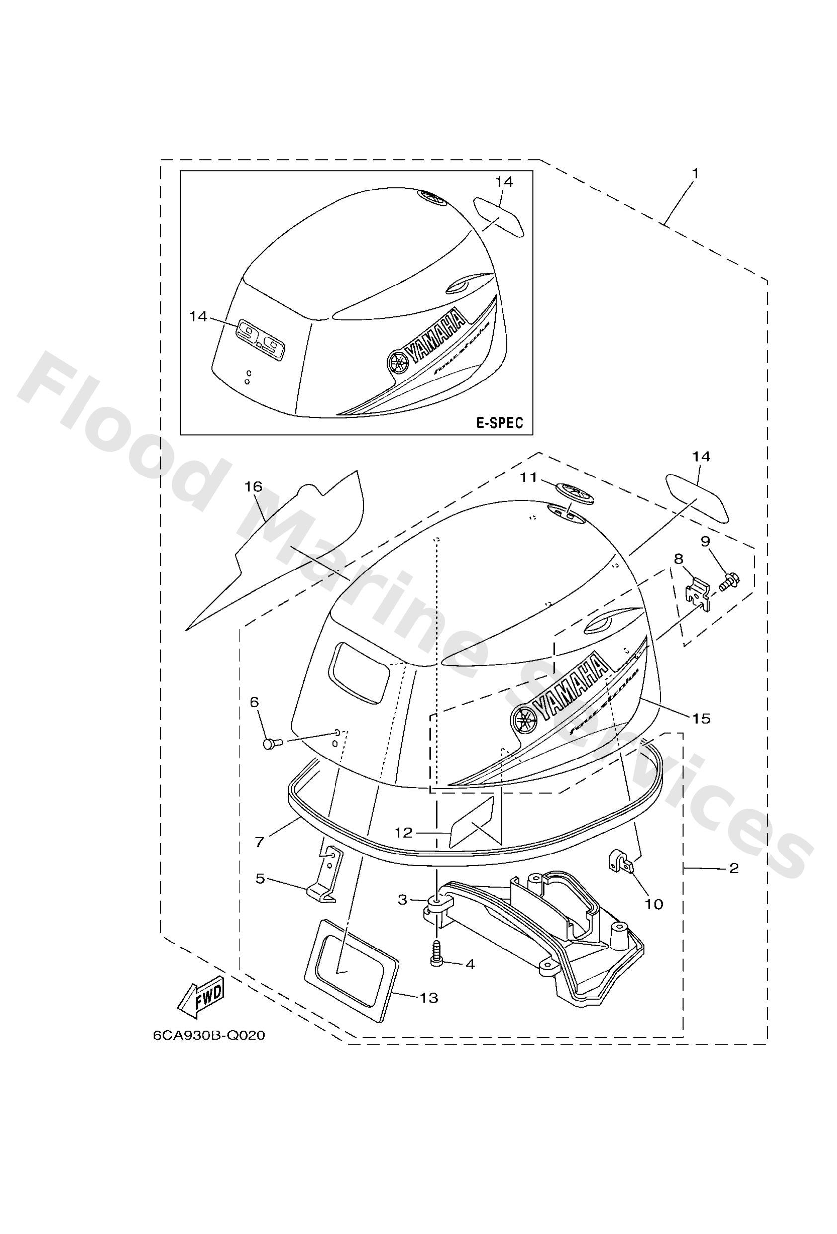 Yamaha 6CA426102000 Top cowling assy (black)