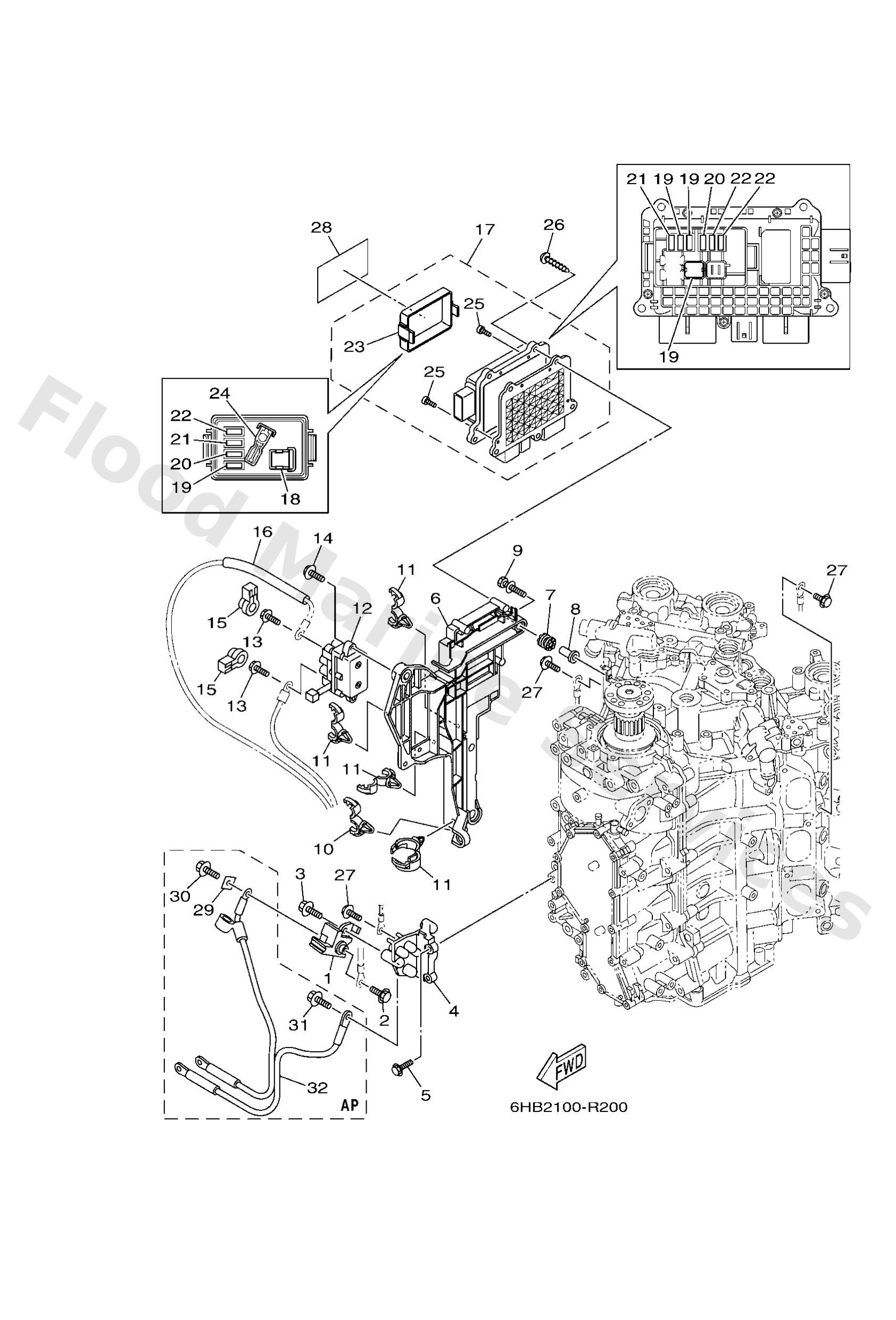 Yamaha 6CB821701000 Fuse box assy