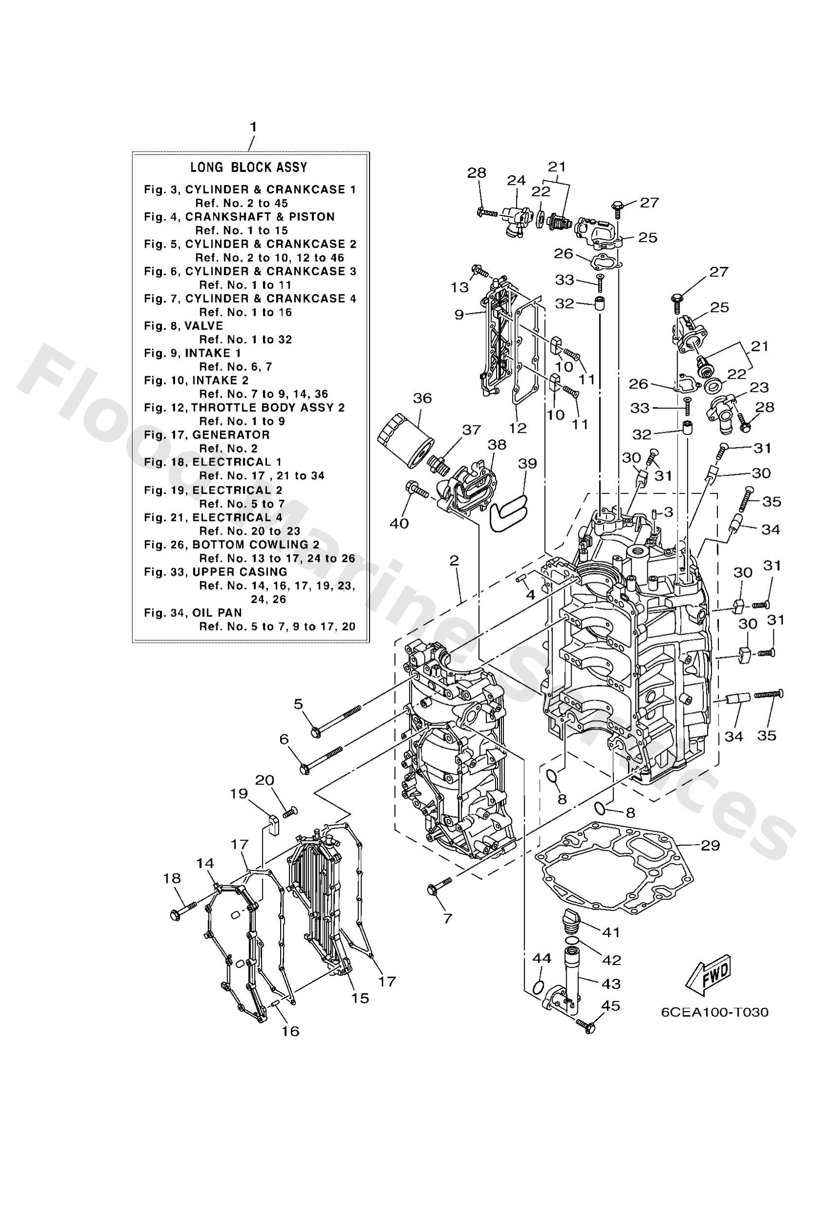 Yamaha 6CE15411009S Cover, crankcase 1