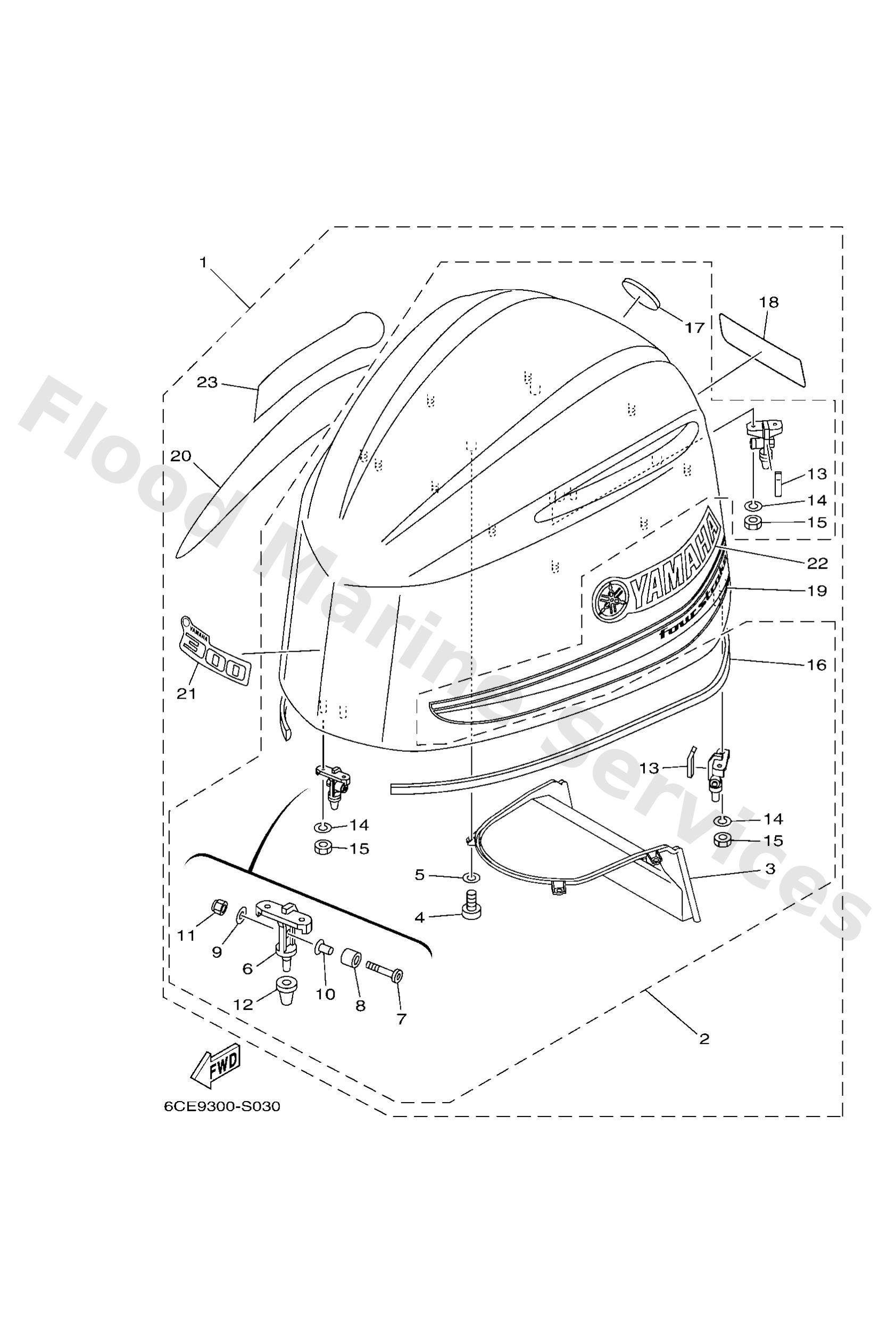 Yamaha 6CE426101000 Top cowling assy (6ce)