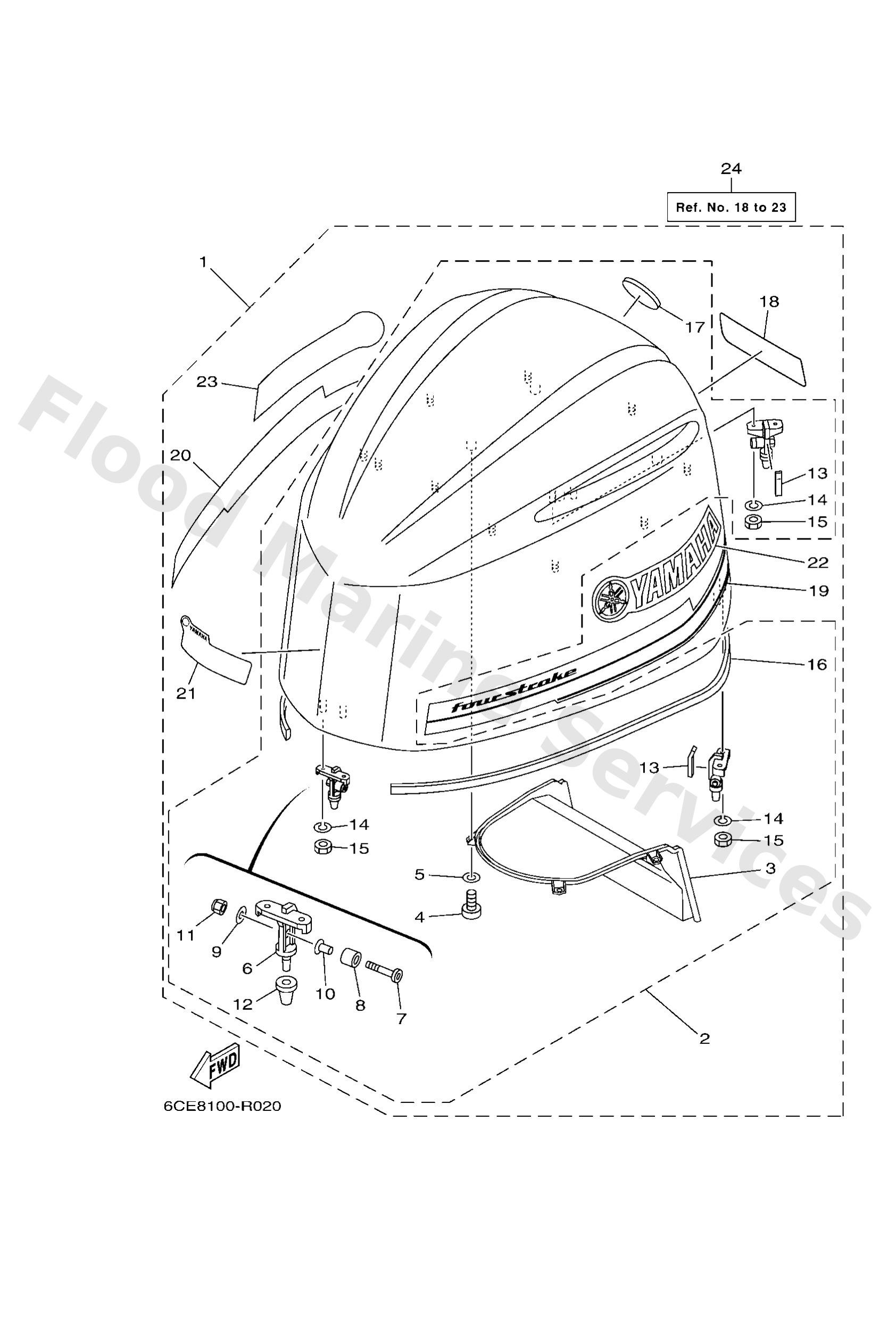 Yamaha 6CE4261A0000 Top cowling w/o graphics (6ce)