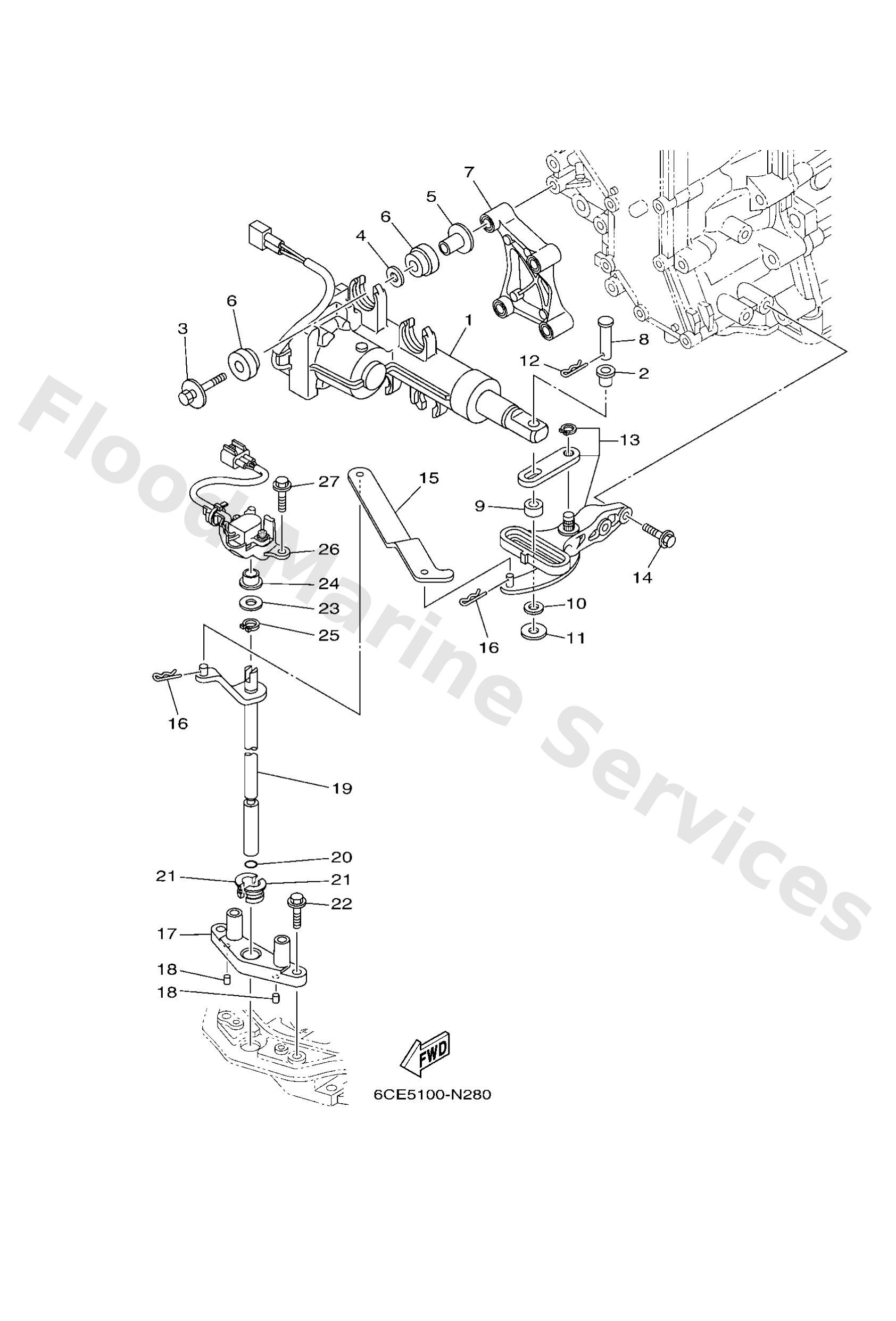 Yamaha 6CE441200100 Handle gear shift assy