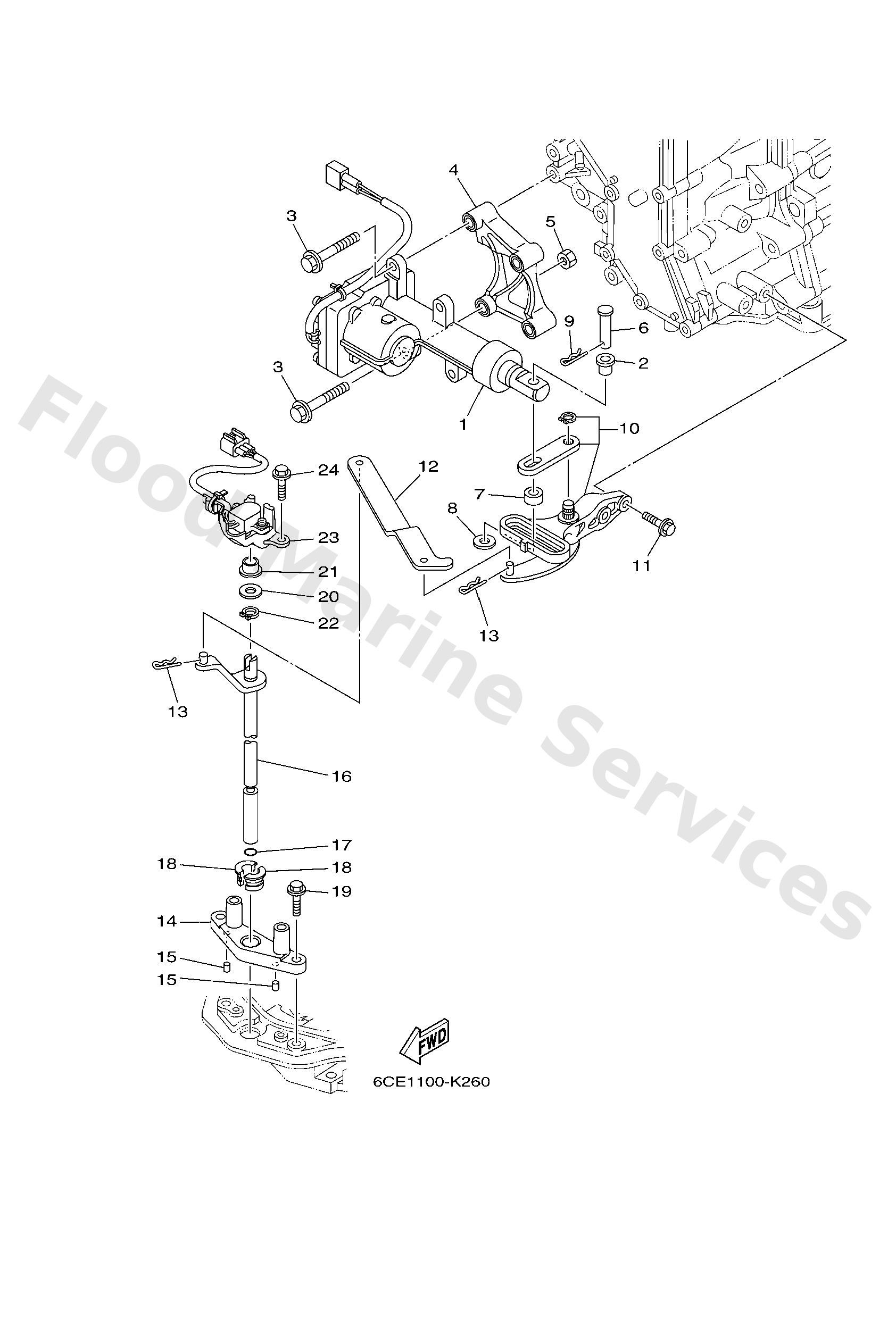 Yamaha 6CE441201000 Handle gear shift assy