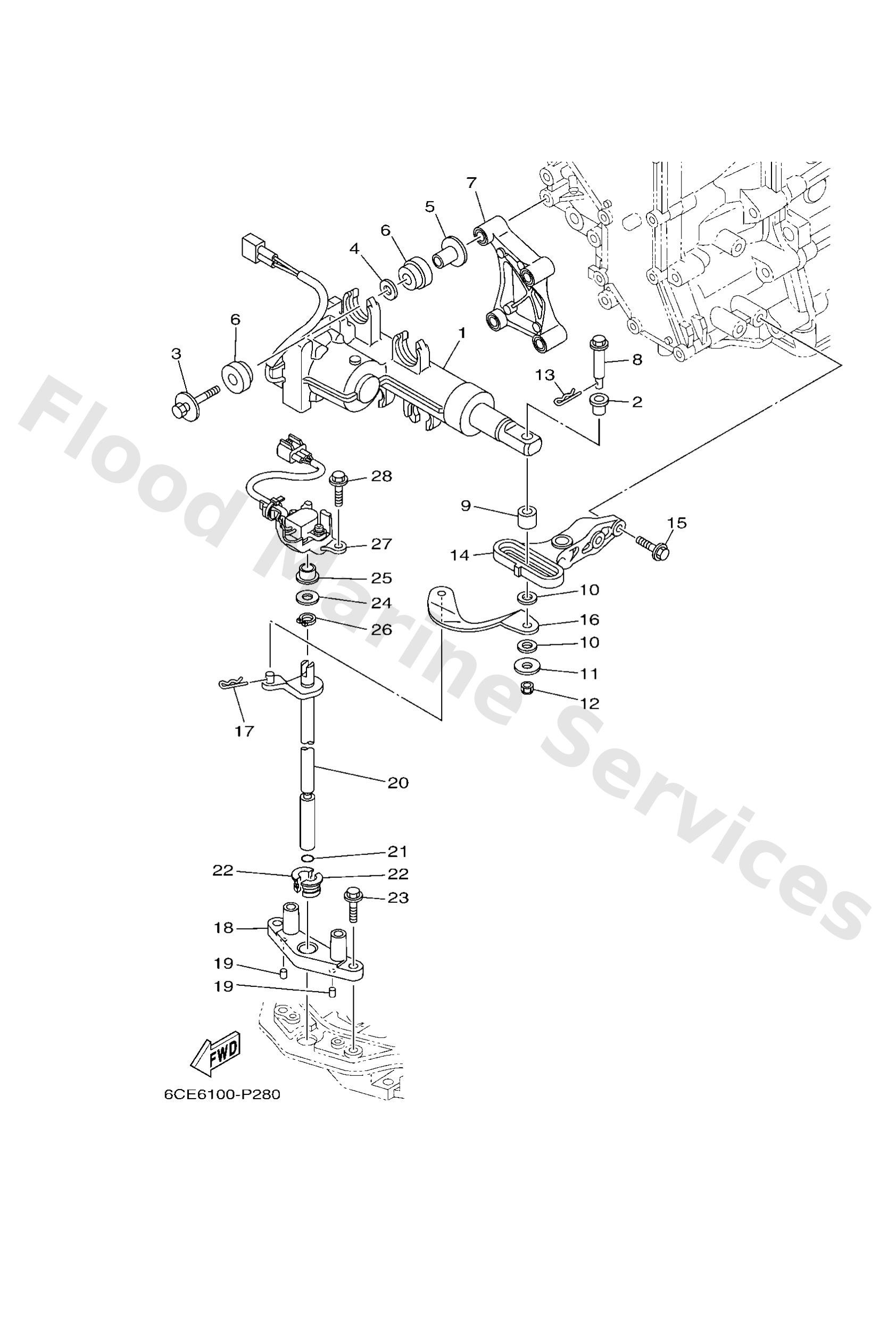 Yamaha 6CE441202000 Handle gear shift assy