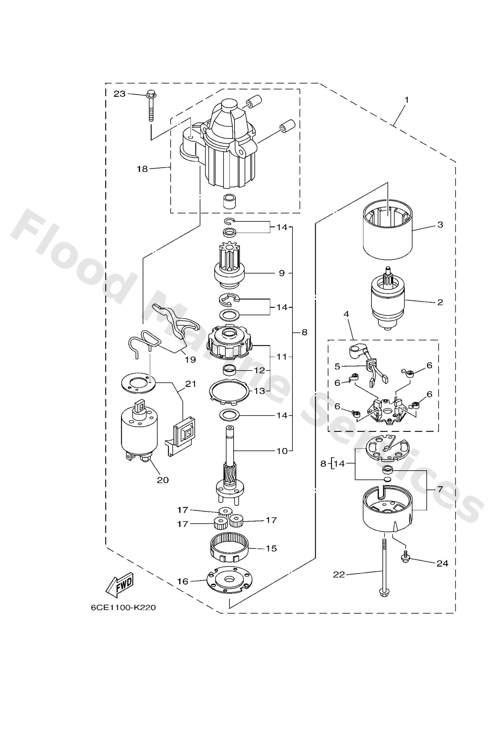 Yamaha 6CE818000100 Starting motor assy