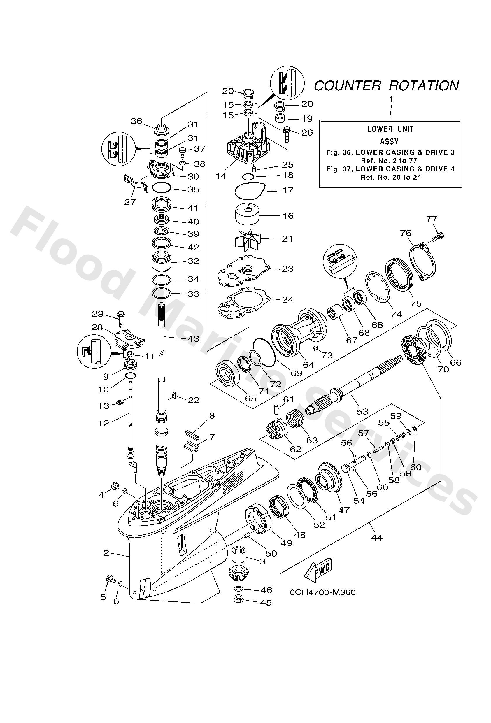 Yamaha 6CF45300108D Lower unit assy