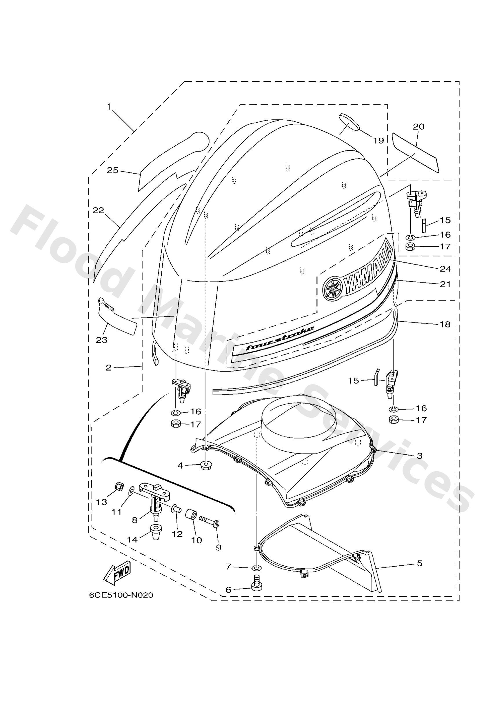Yamaha 6CG426100100 Top cowling assy (6cg)