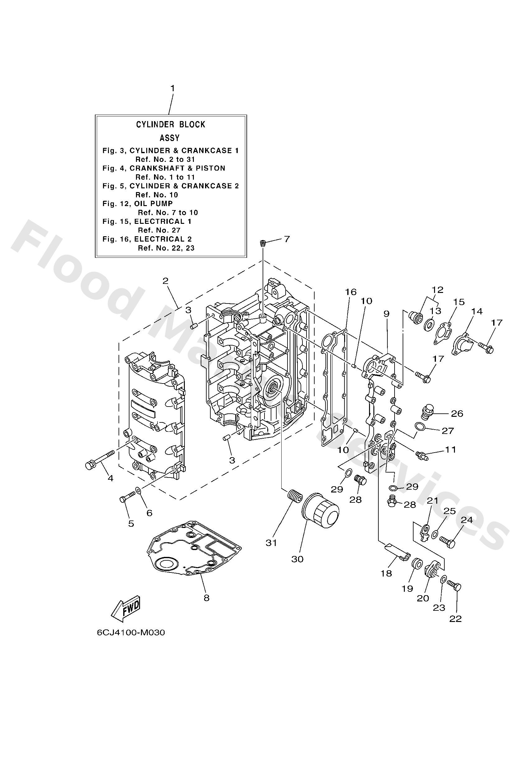 Yamaha 6CJ151000100 Crankcase assy