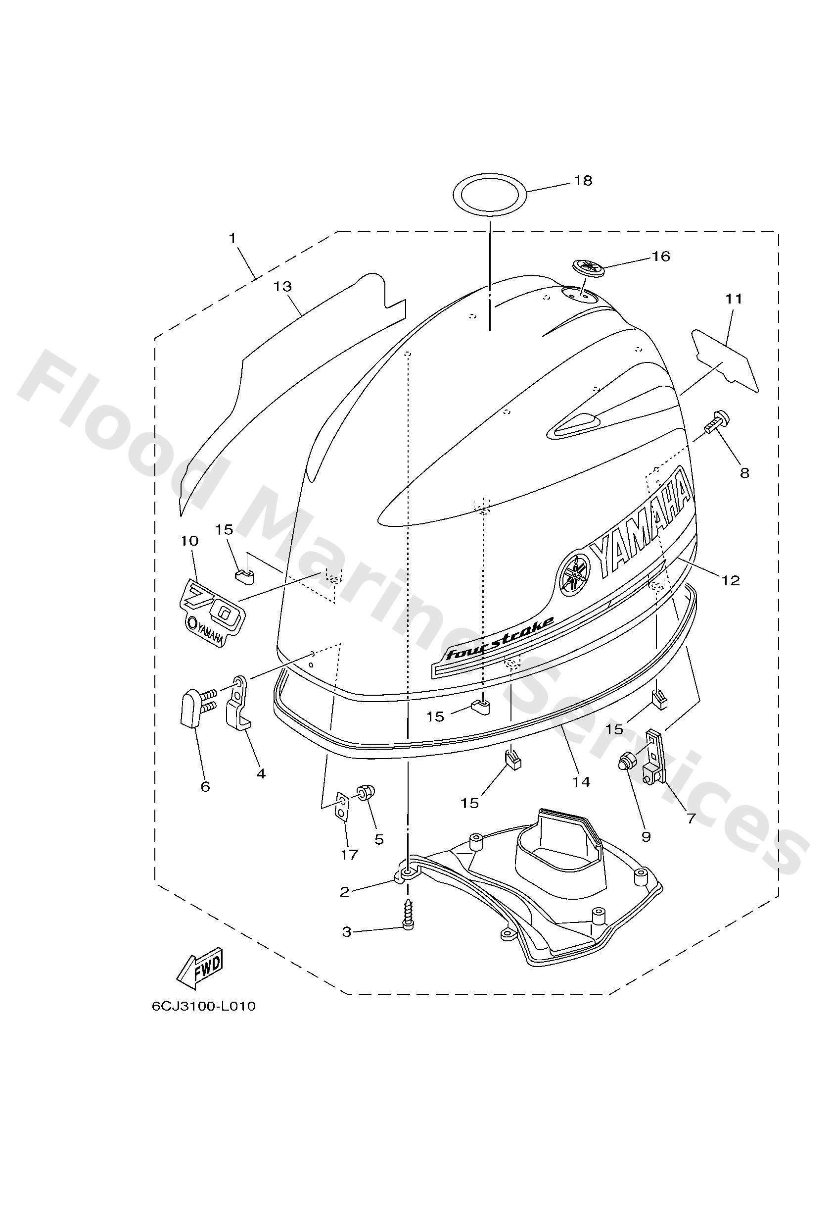 Yamaha 6CJ426100100 Top cowling assy