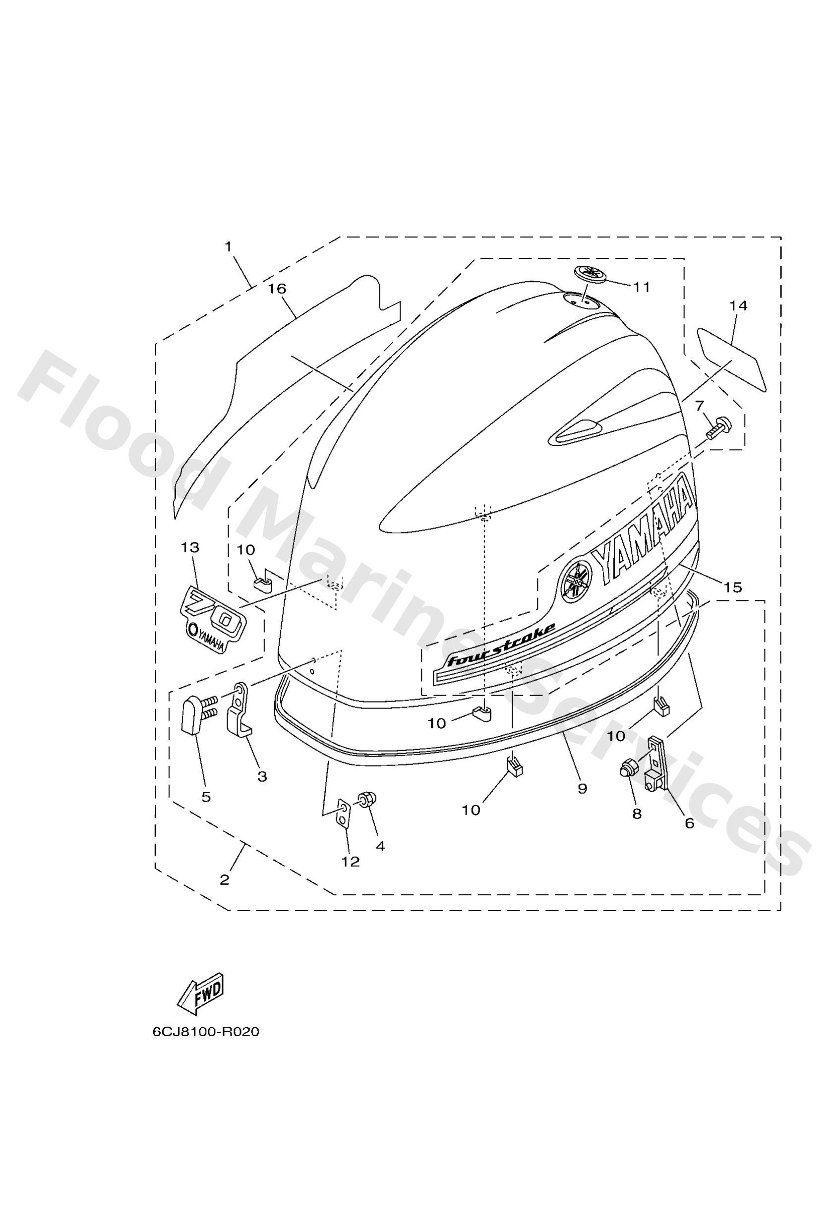 Yamaha 6CJ426100300 Top cowling assy