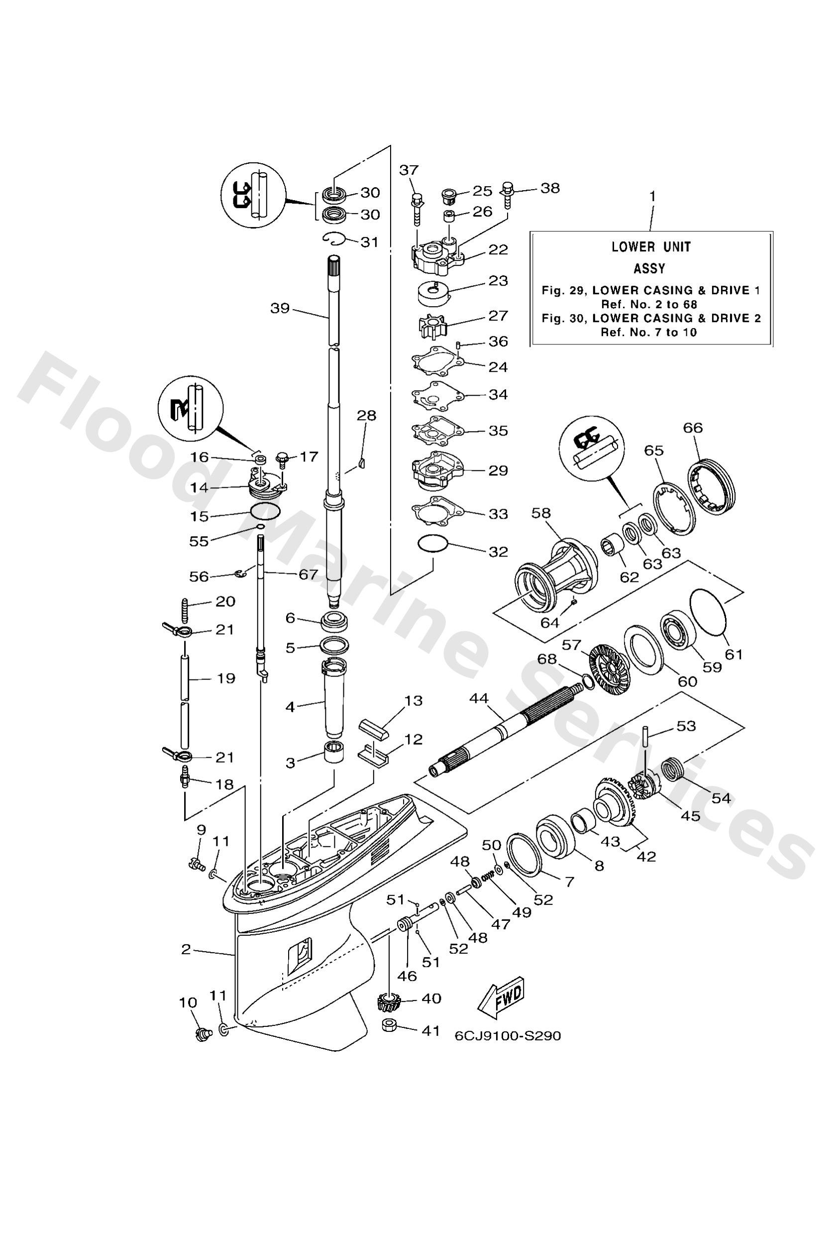 Yamaha 6CJ45300418D Lower unit assy