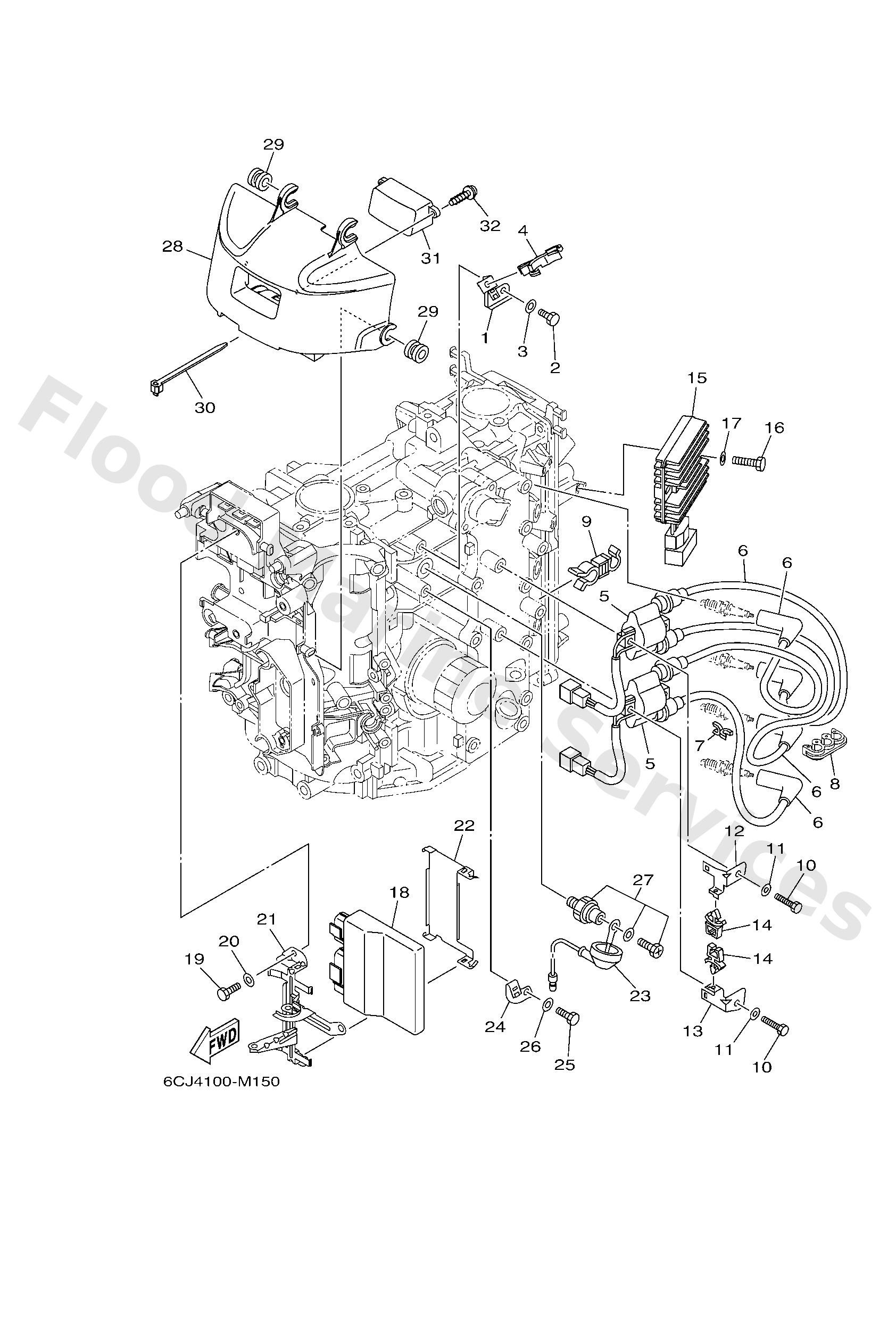 Yamaha 6CJ8591A1200 Engine control unit assy