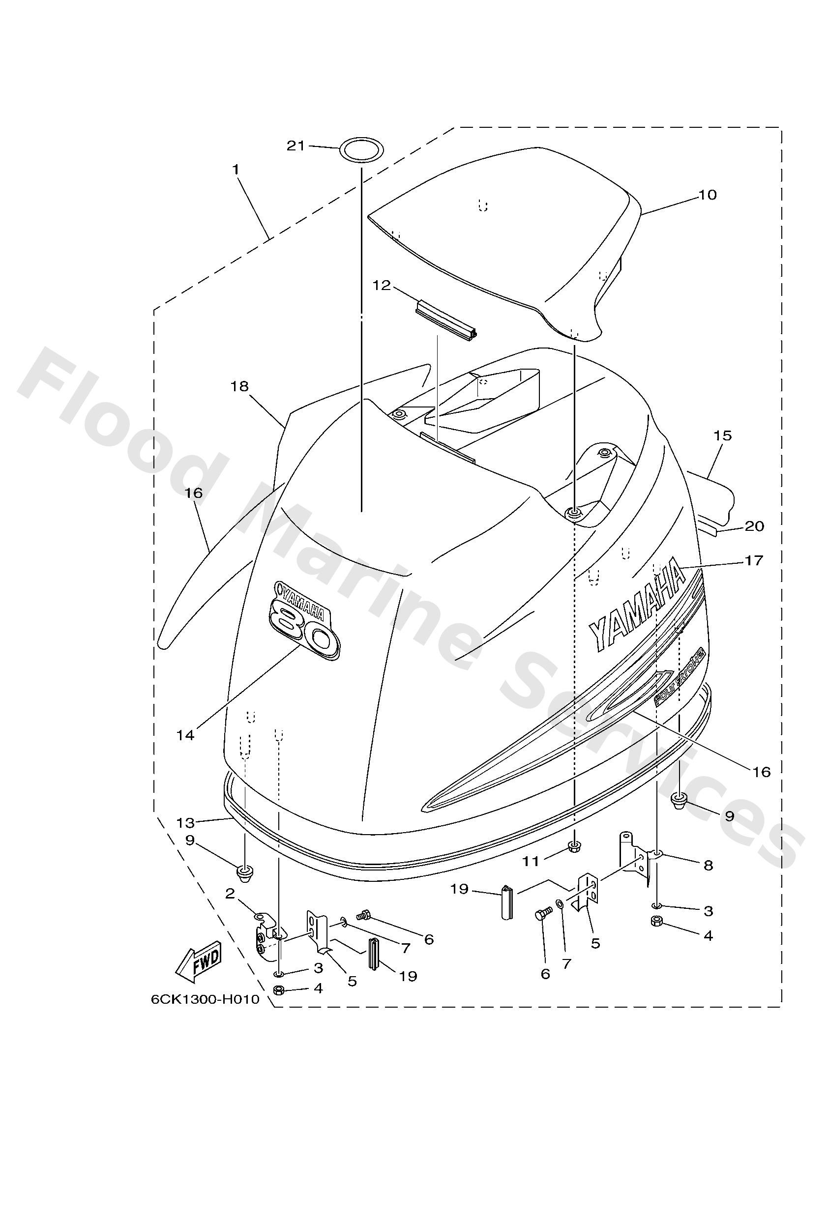 Yamaha 6CK42610008D Top cowling assy