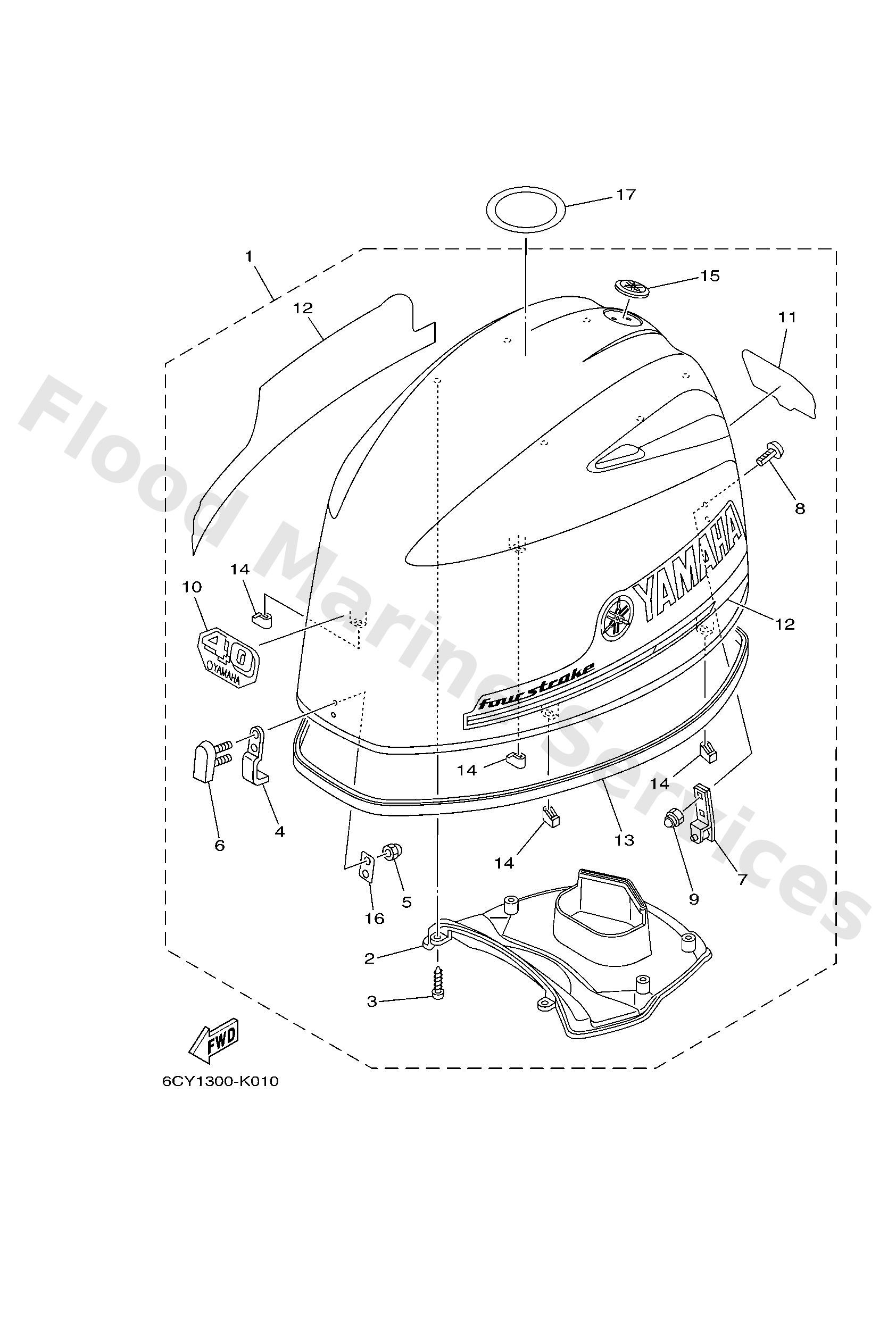 Yamaha 6CY426100000 Top cowling assy