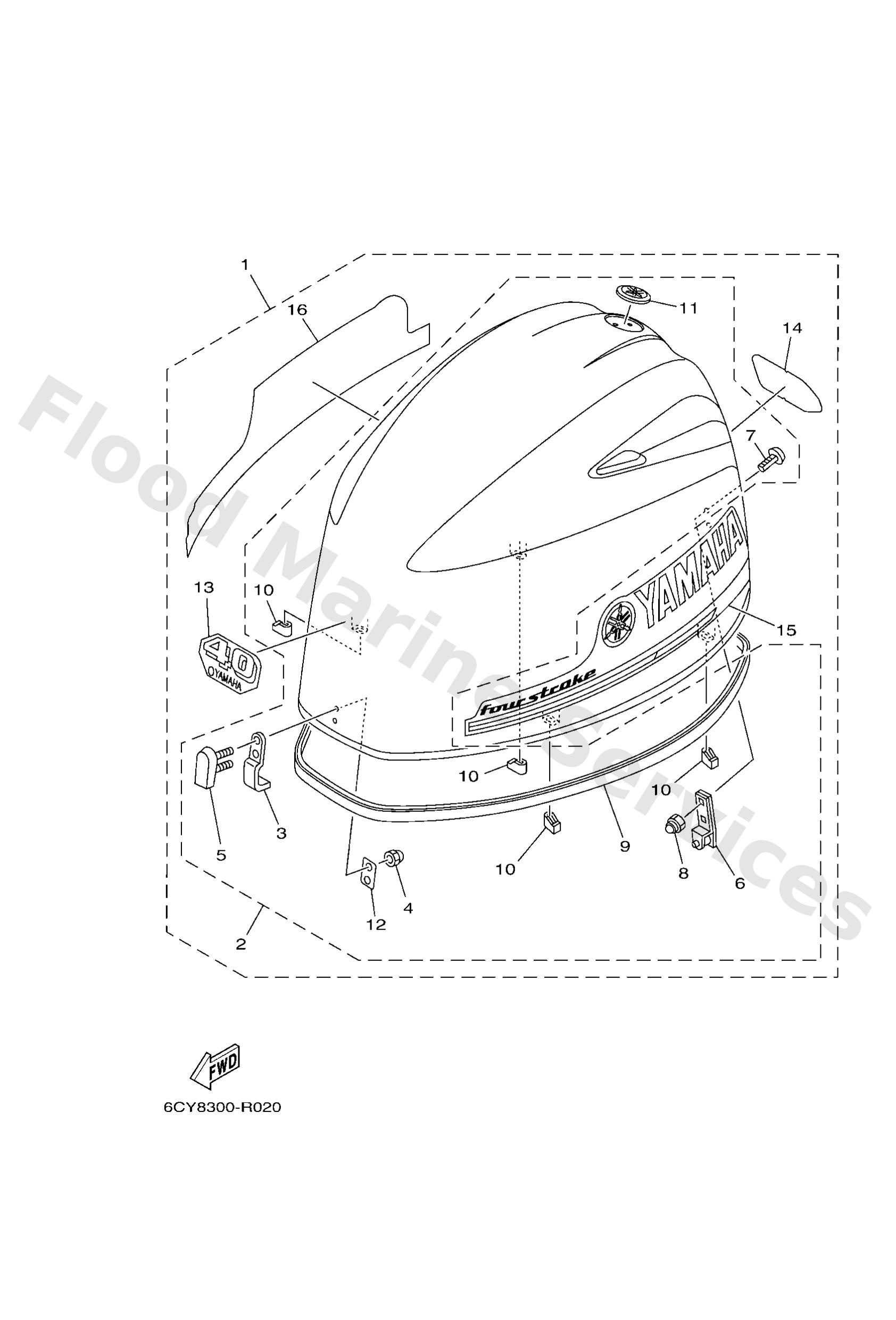 Yamaha 6CY426100300 Top cowling assy