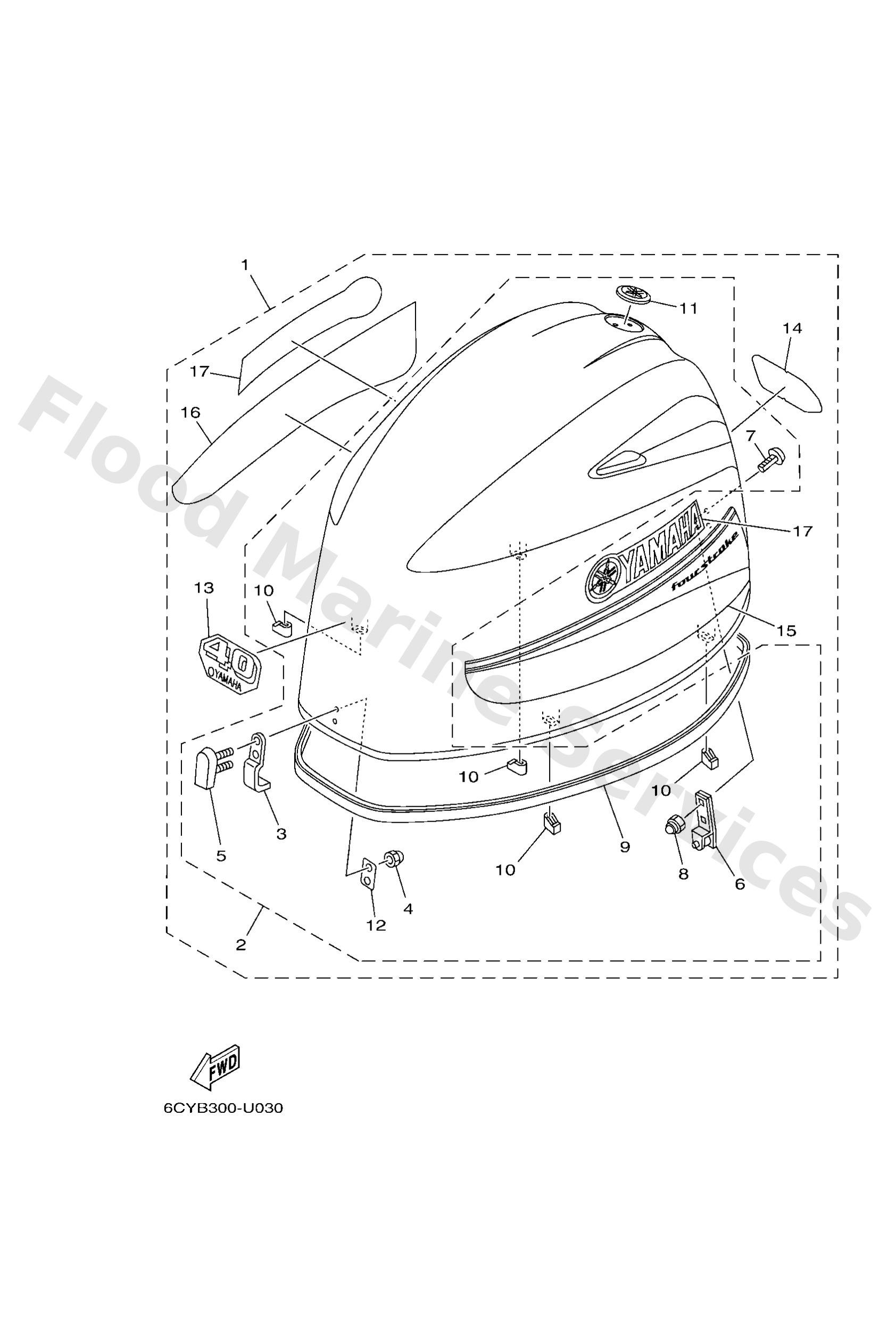 Yamaha 6CY426102000 Top cowling assy