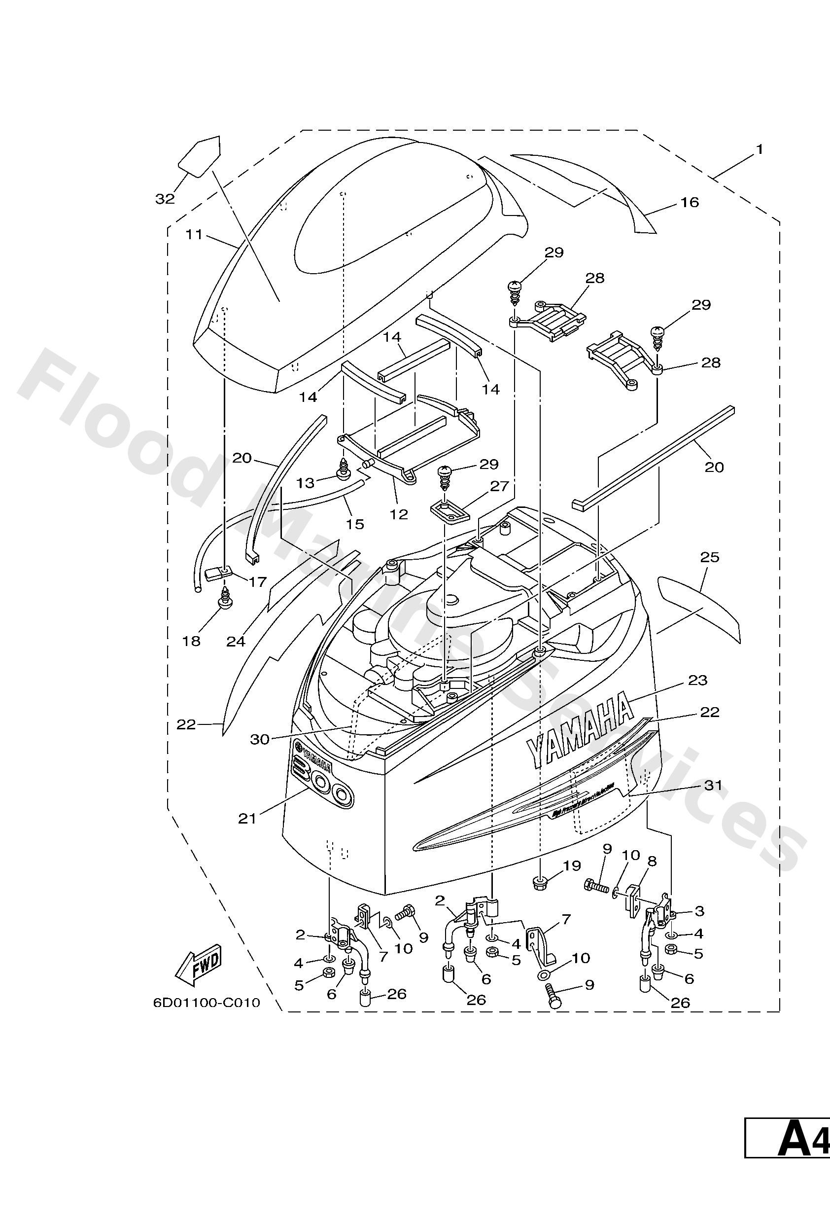 Yamaha 6D042610008D Top cowling assy