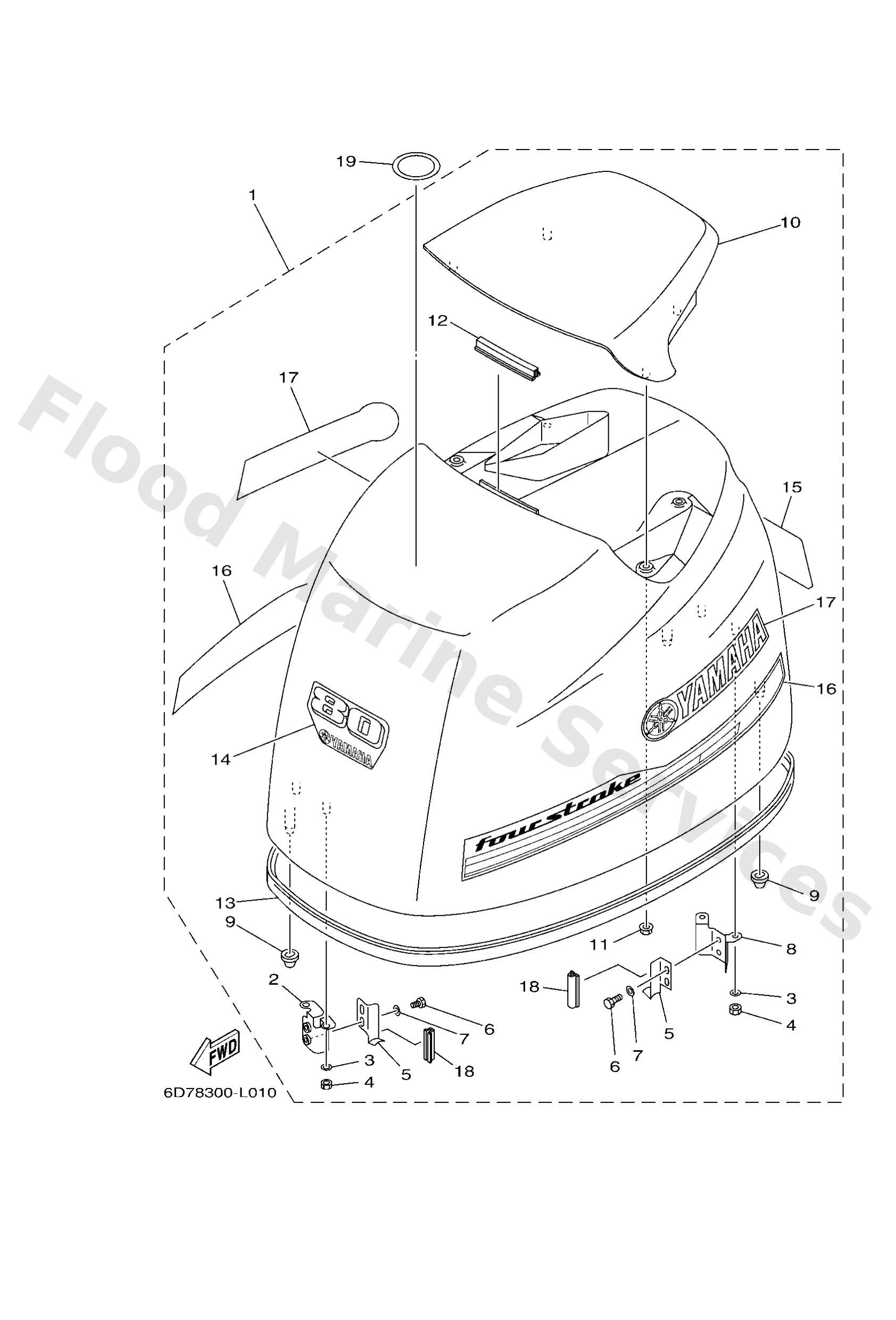Yamaha 6D7426102000 Top cowling assy