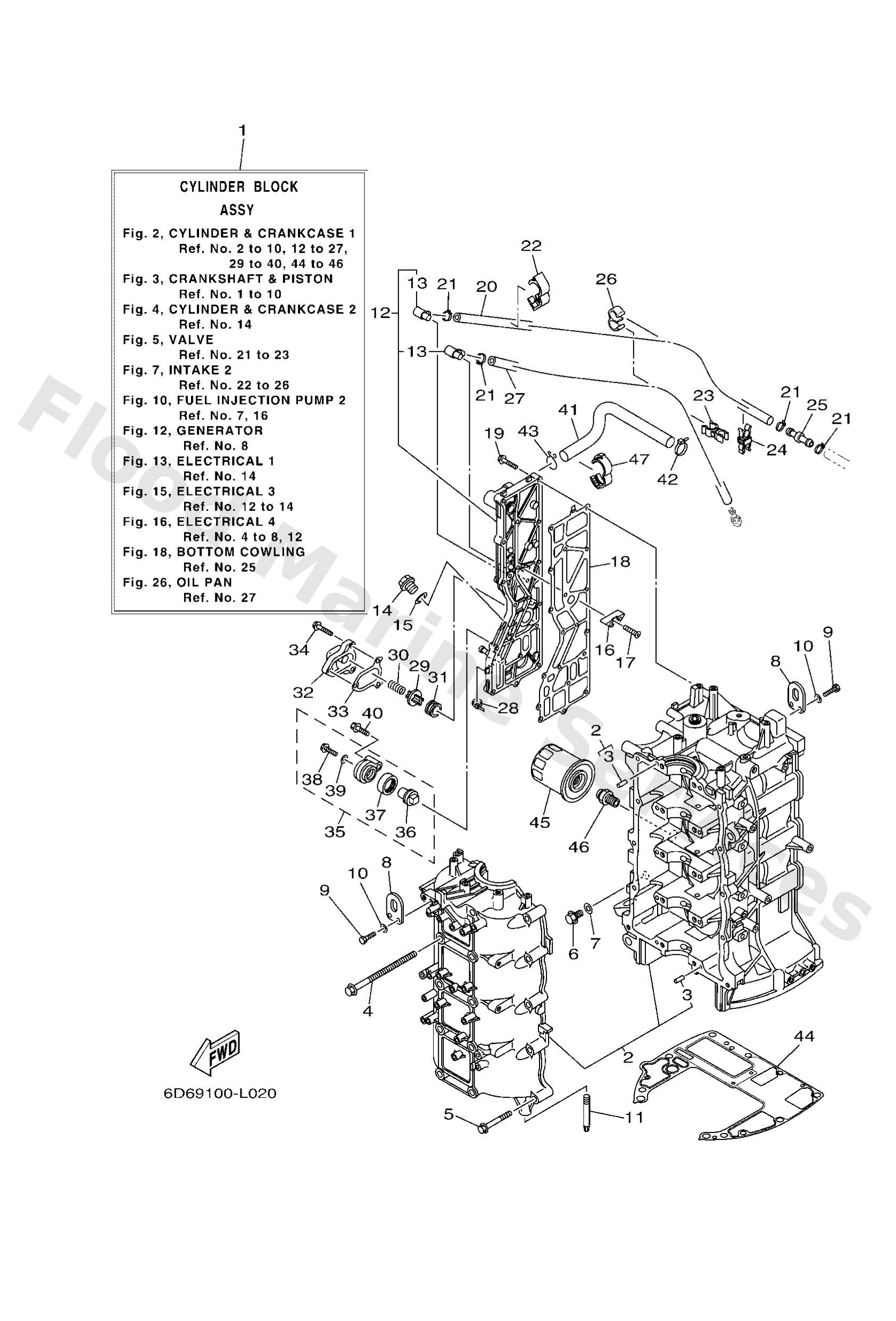 Yamaha 6D8151000200 Crankcase assy