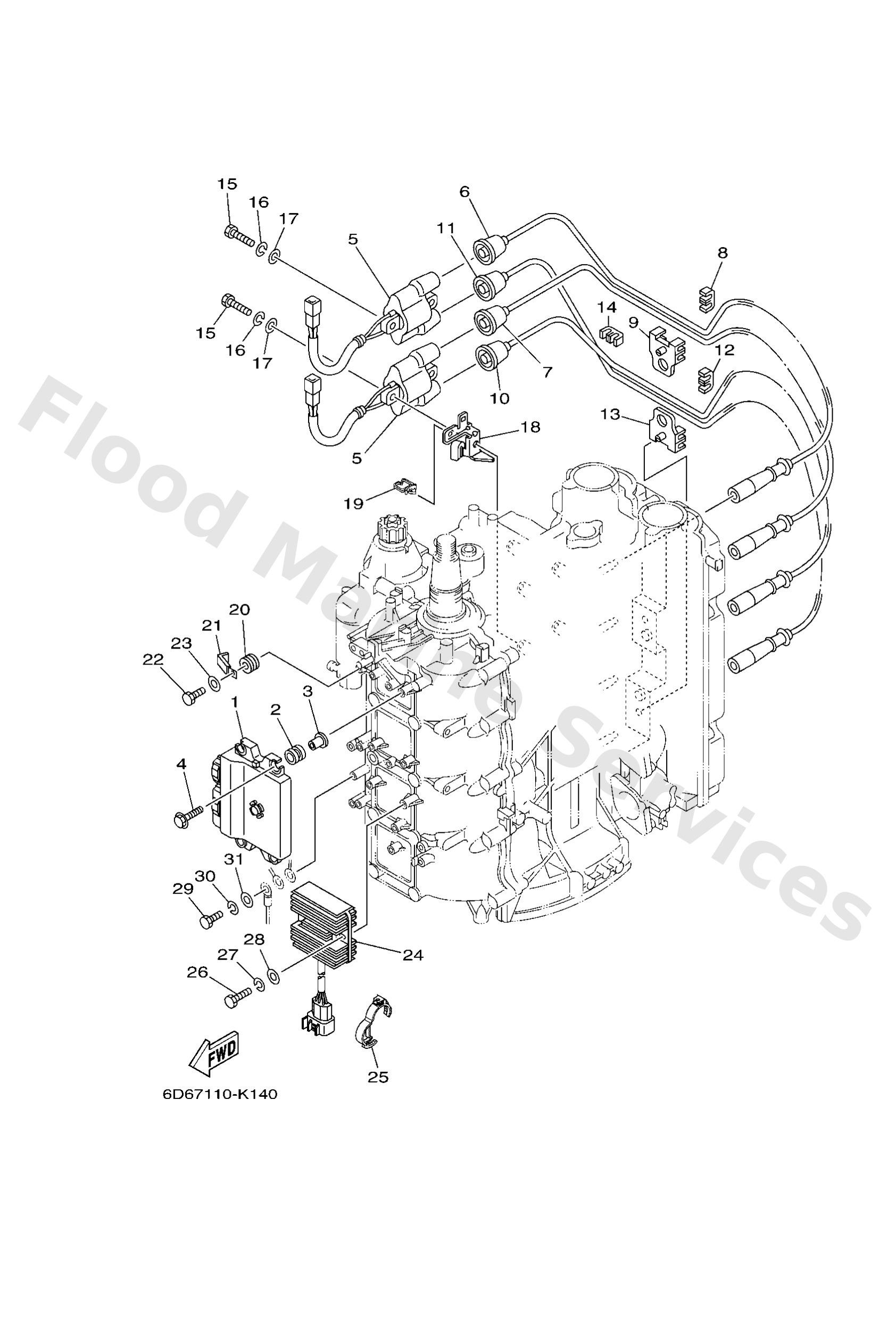 Yamaha 6D98591A1500 Engine control unit assy